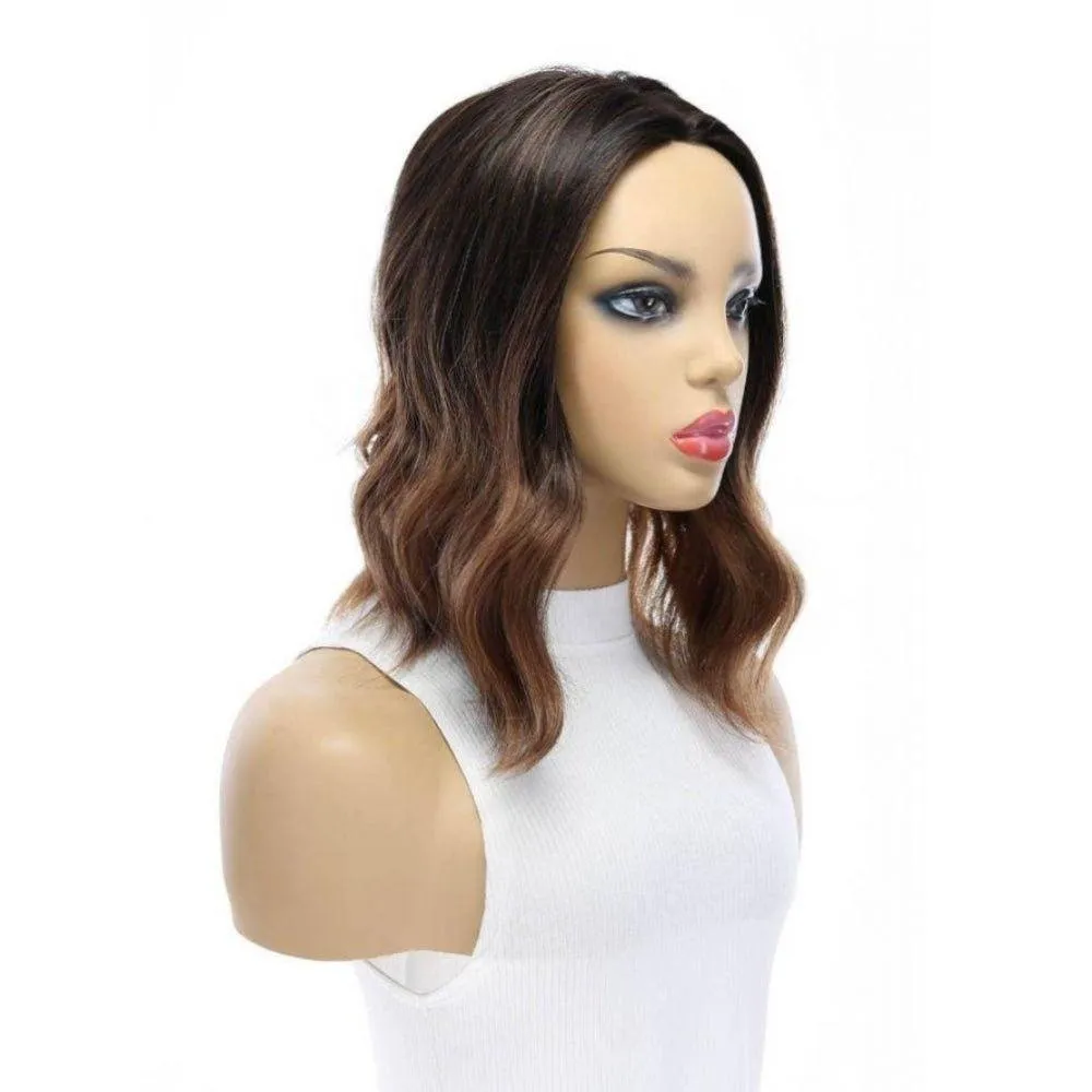 14" Emerald Silk Top Topper Dark Brown Ombre