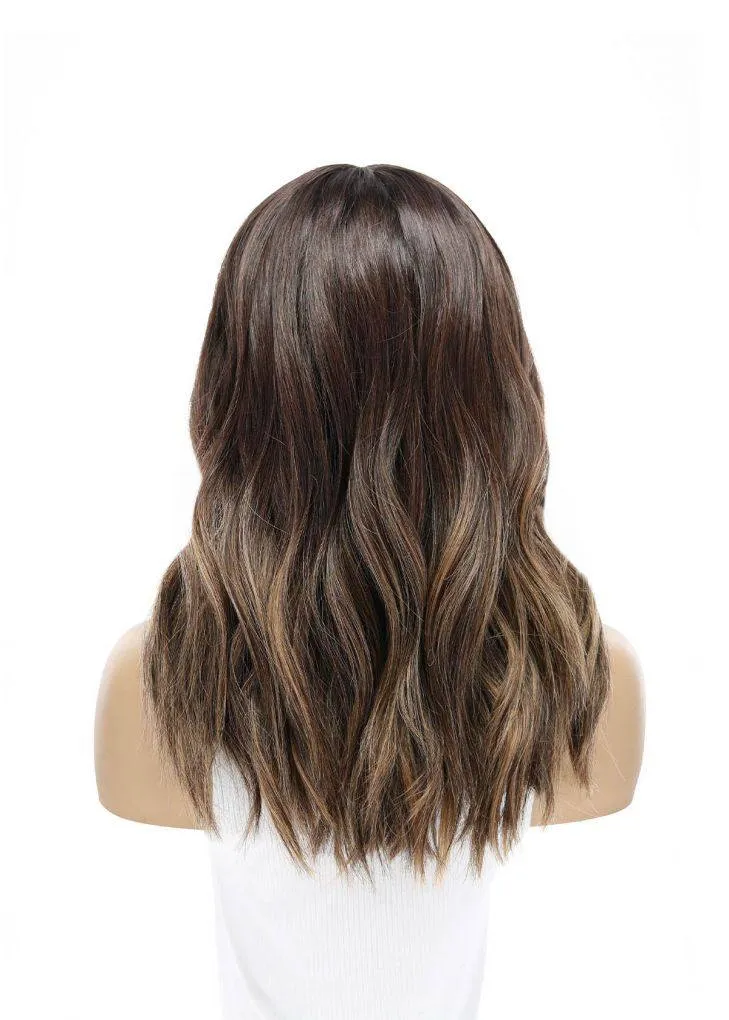 19" Nicole Silk Top Wig Dark Brown Balayage w/ Partial Rooting