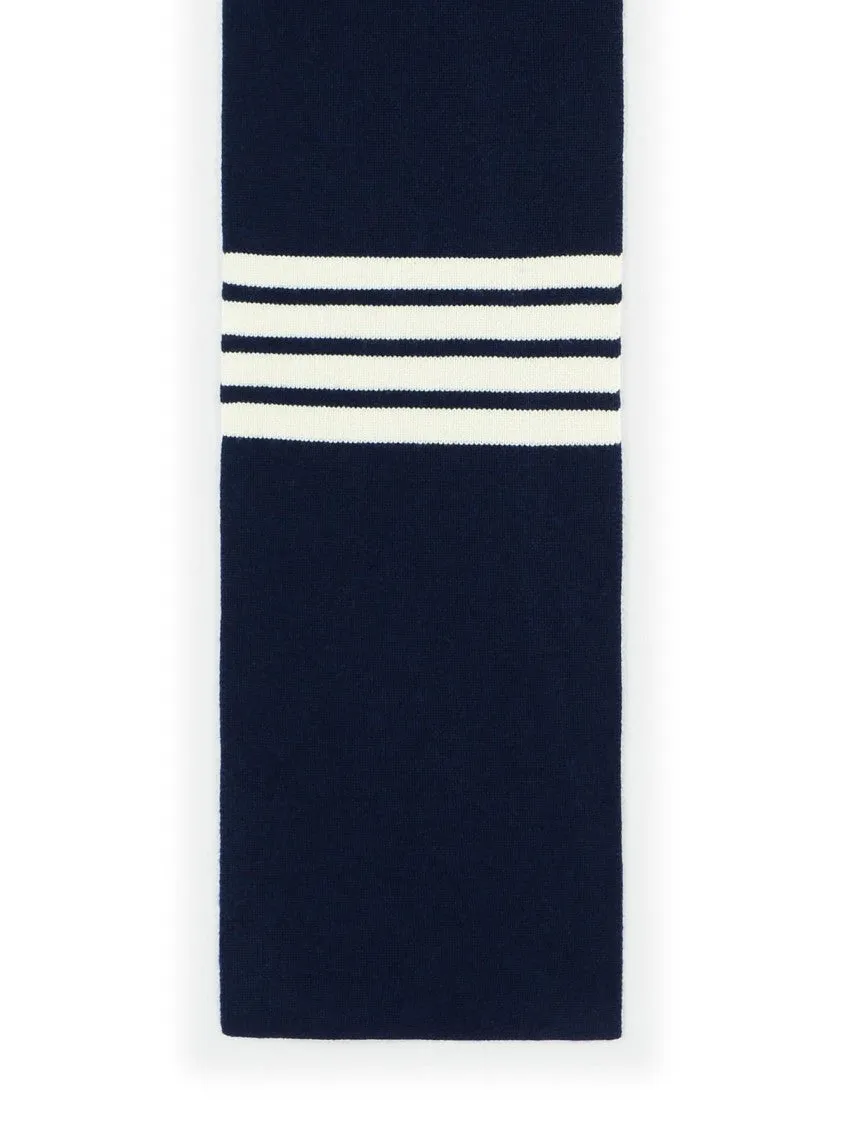 '4 Bar' Navy Cashmere Scarf