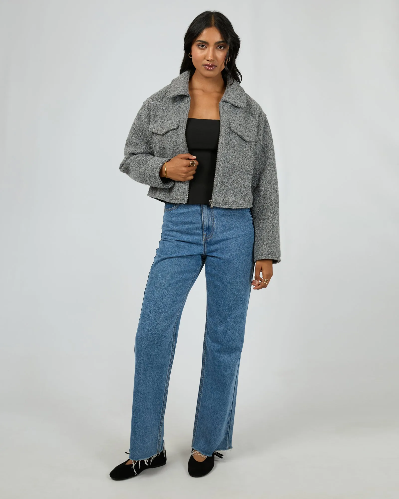 All About Eve Bennet Crop Jacket Grey Marle