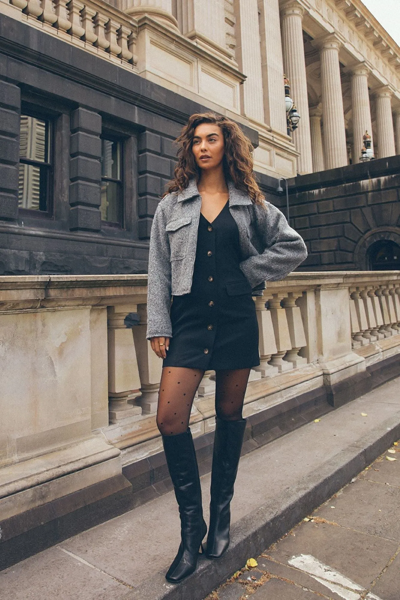 All About Eve Bennet Crop Jacket Grey Marle