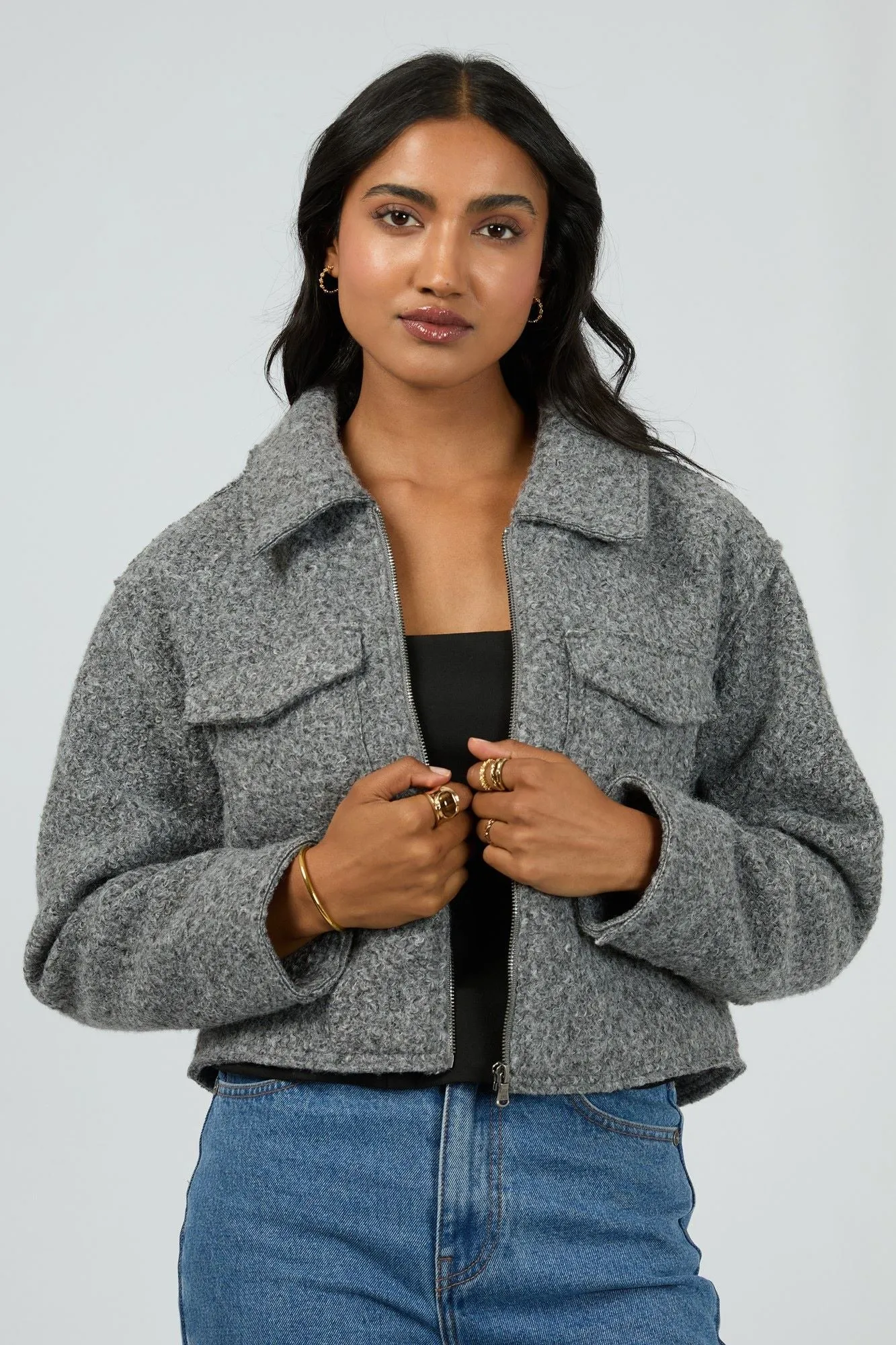 All About Eve Bennet Crop Jacket Grey Marle