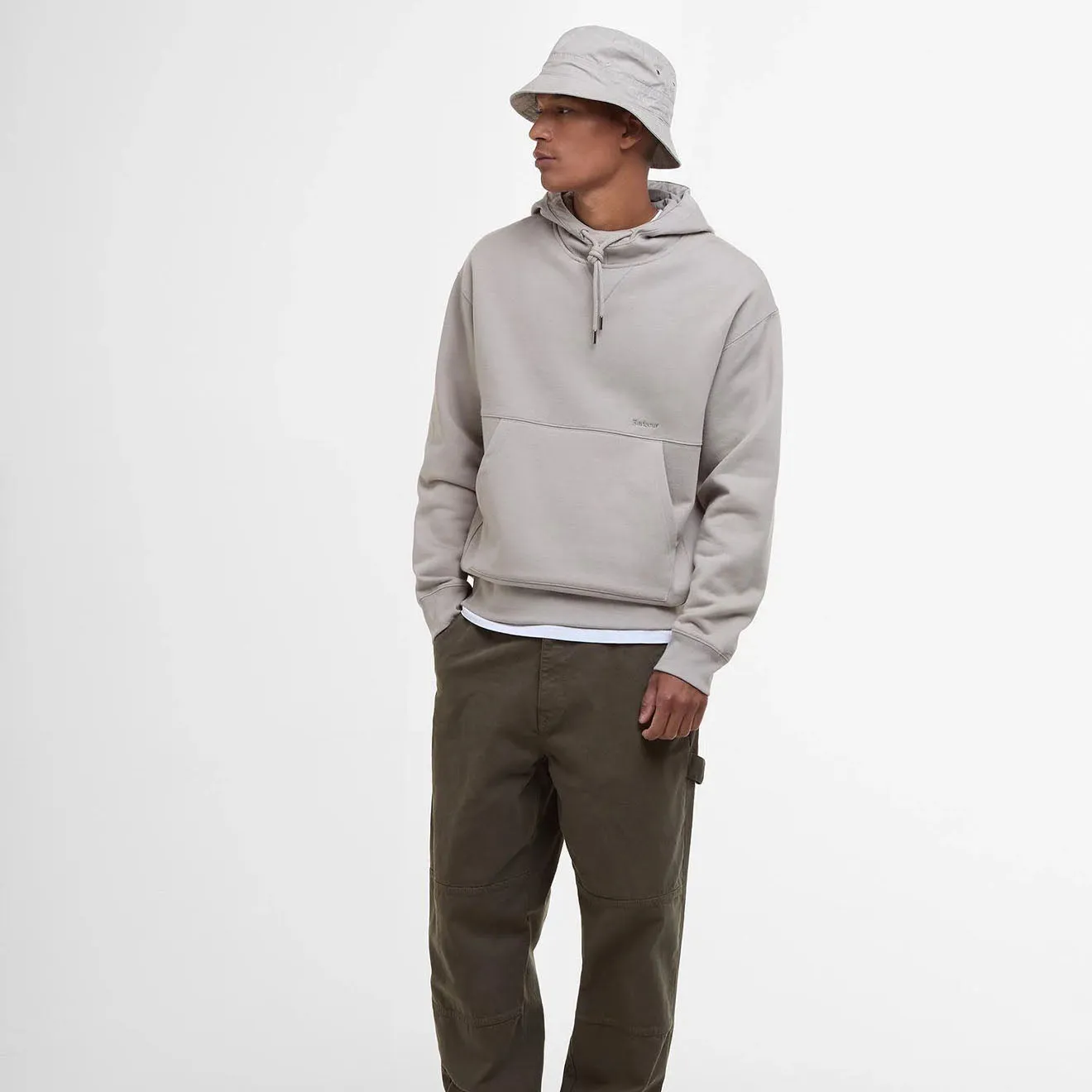 Barbour Yalding Hooded Sweatshirt Concrete