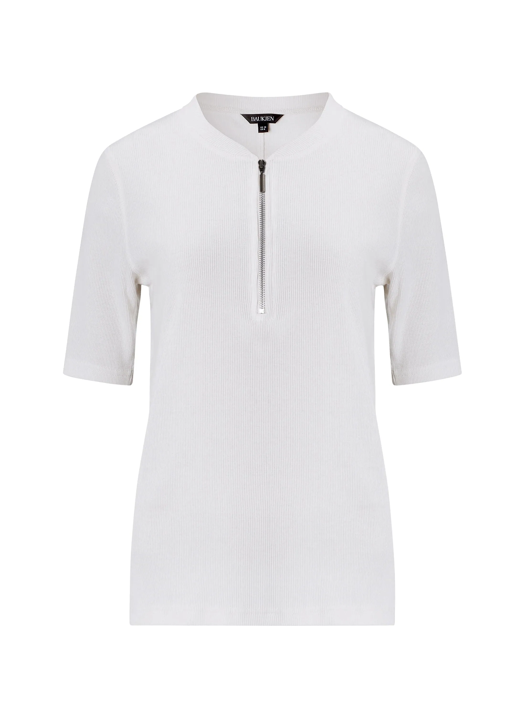 Baukjen Essentials Ribbed Organic Cotton Zip Top | Pure White