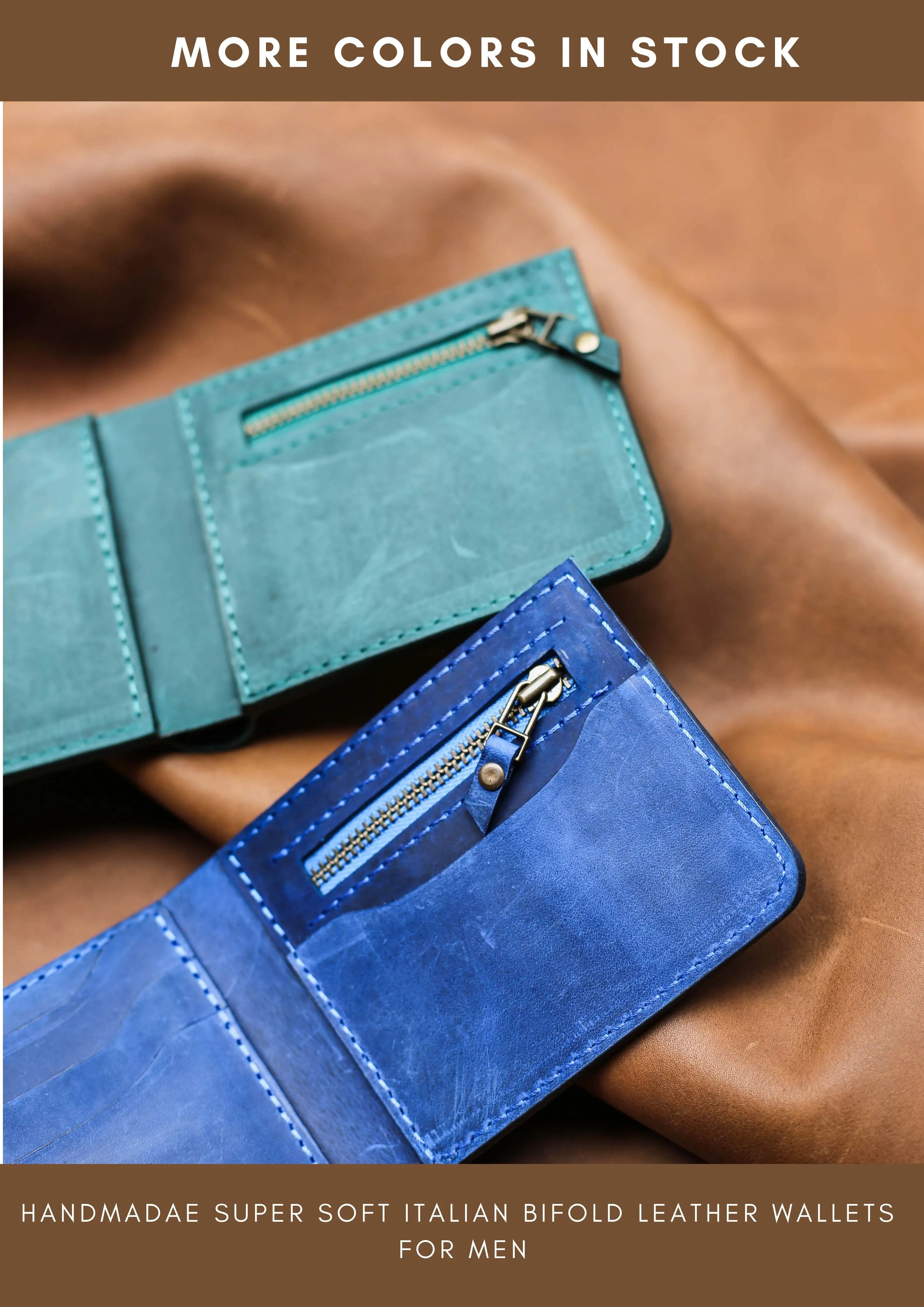 Bifold Leather Wallet - Green