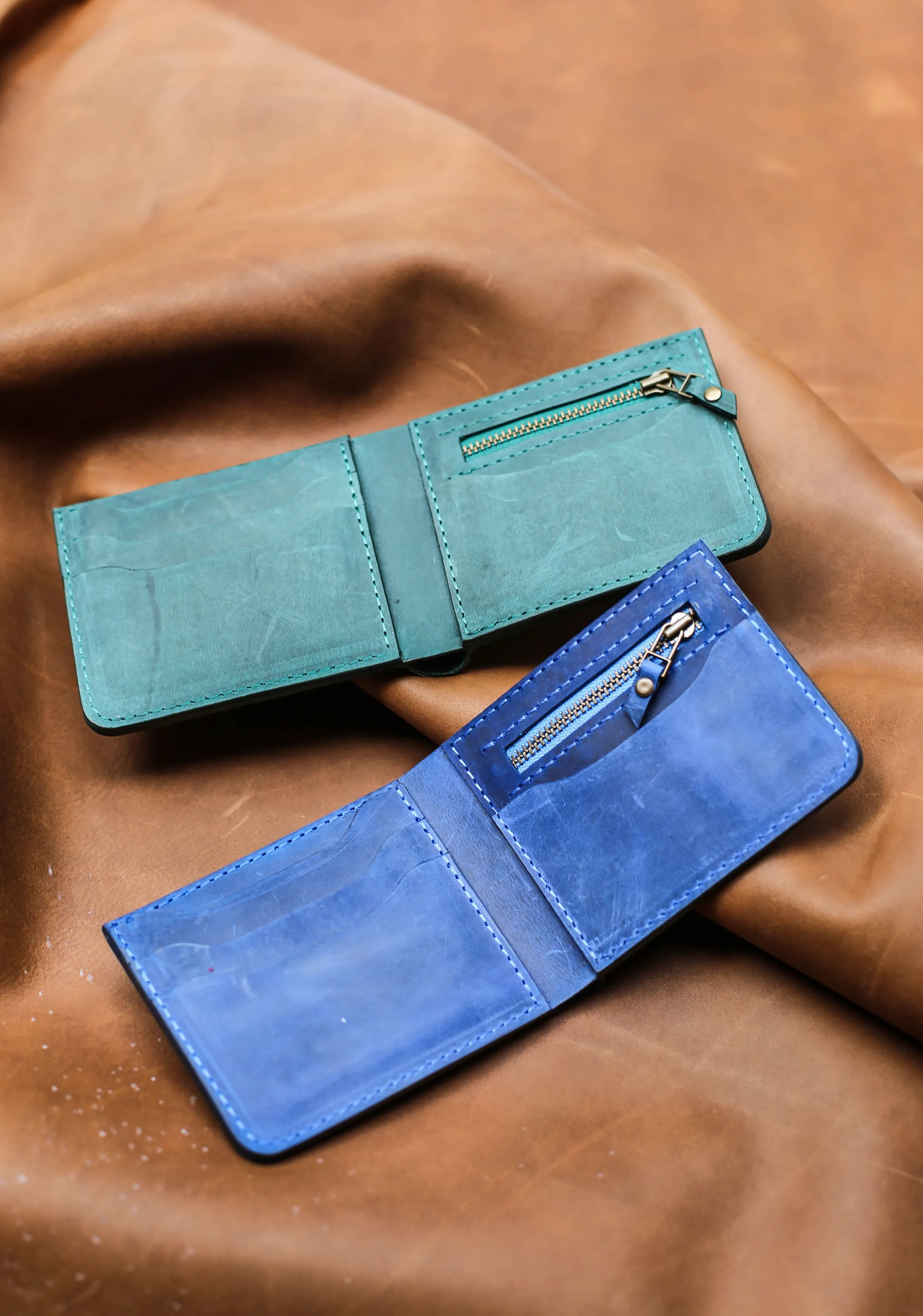 Bifold Leather Wallet - Green