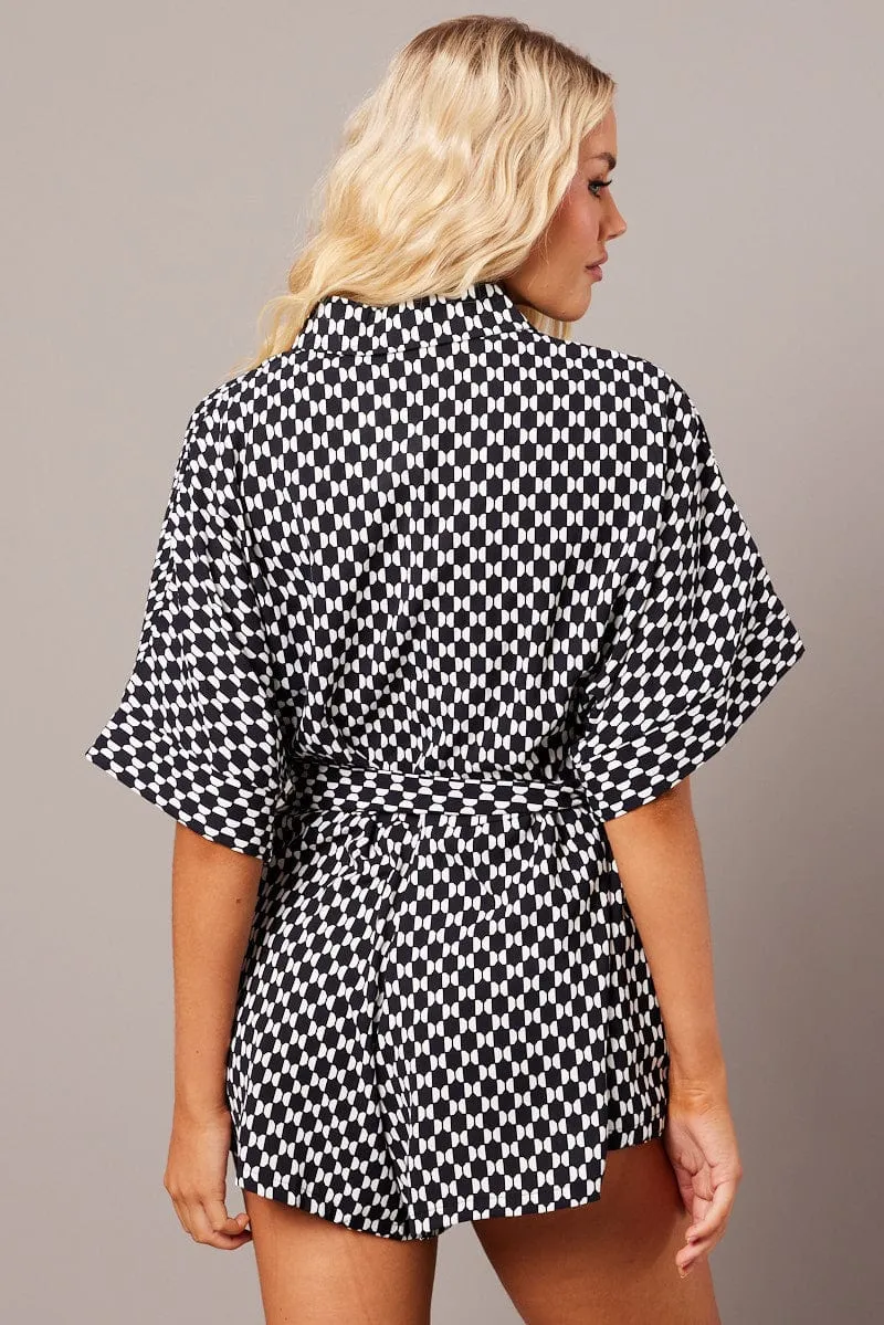 Black Geo Oversized Playsuit