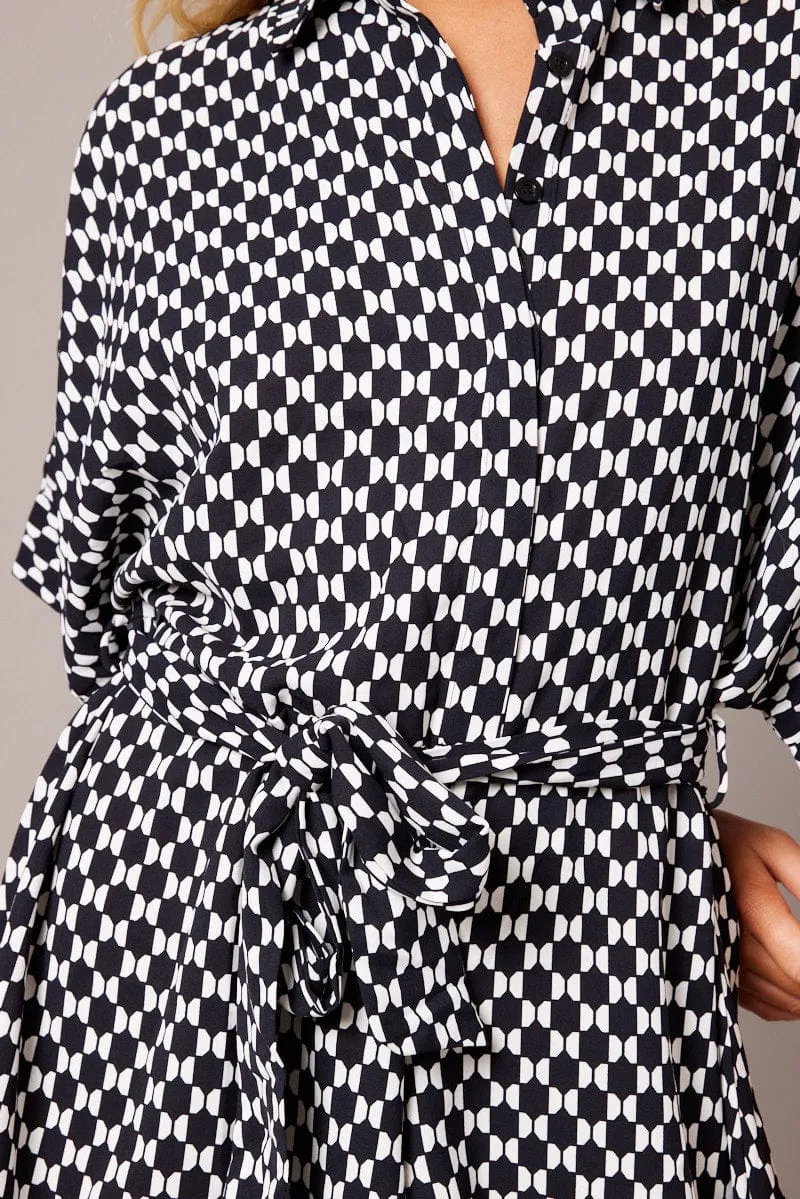 Black Geo Oversized Playsuit