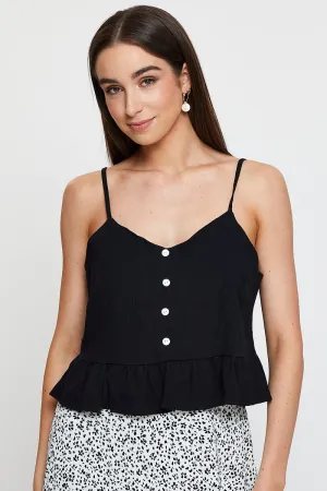 Black Peplum Top Sleeveless