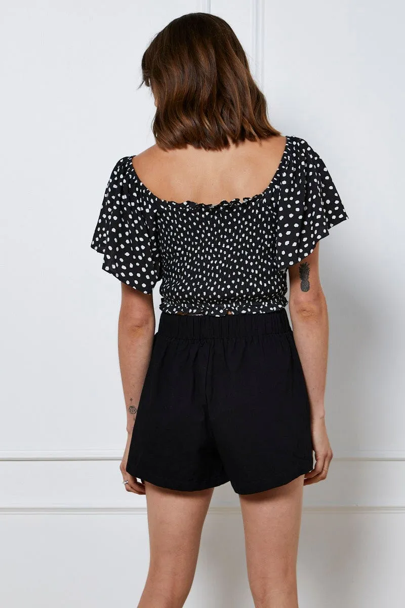 Black Tie Up Shorts High Waist