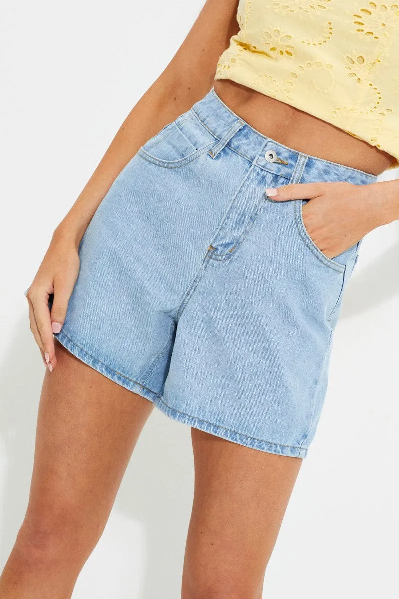 Blue Designer Denim Mom Short