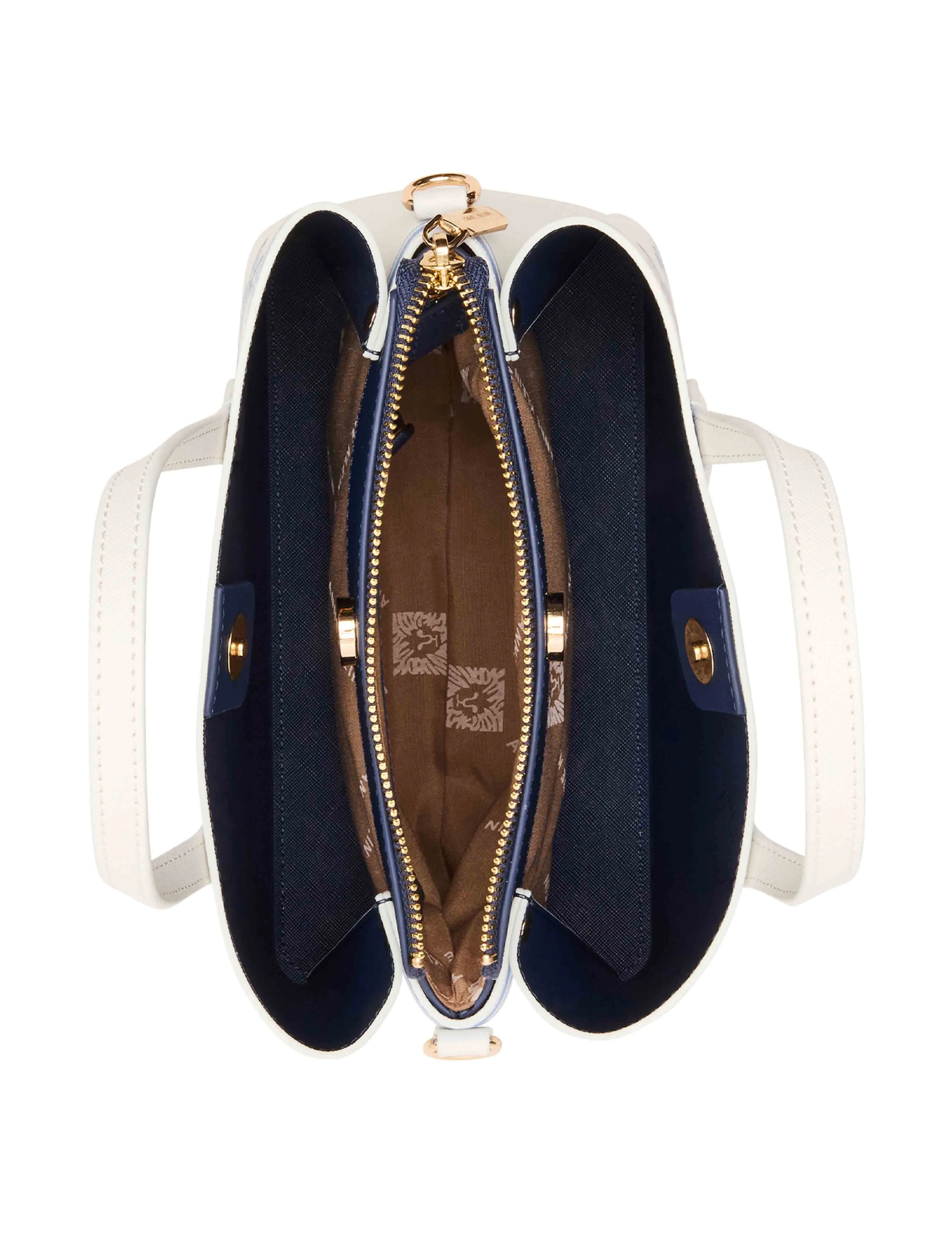 Blue Toile Bonded Satchel with Convertible Strap