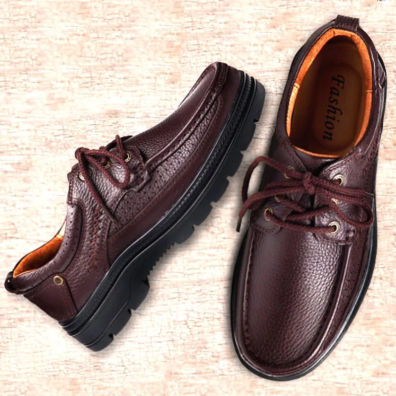 Business Shoes Black-Brown Boots, Top Layer Cowhide Leather