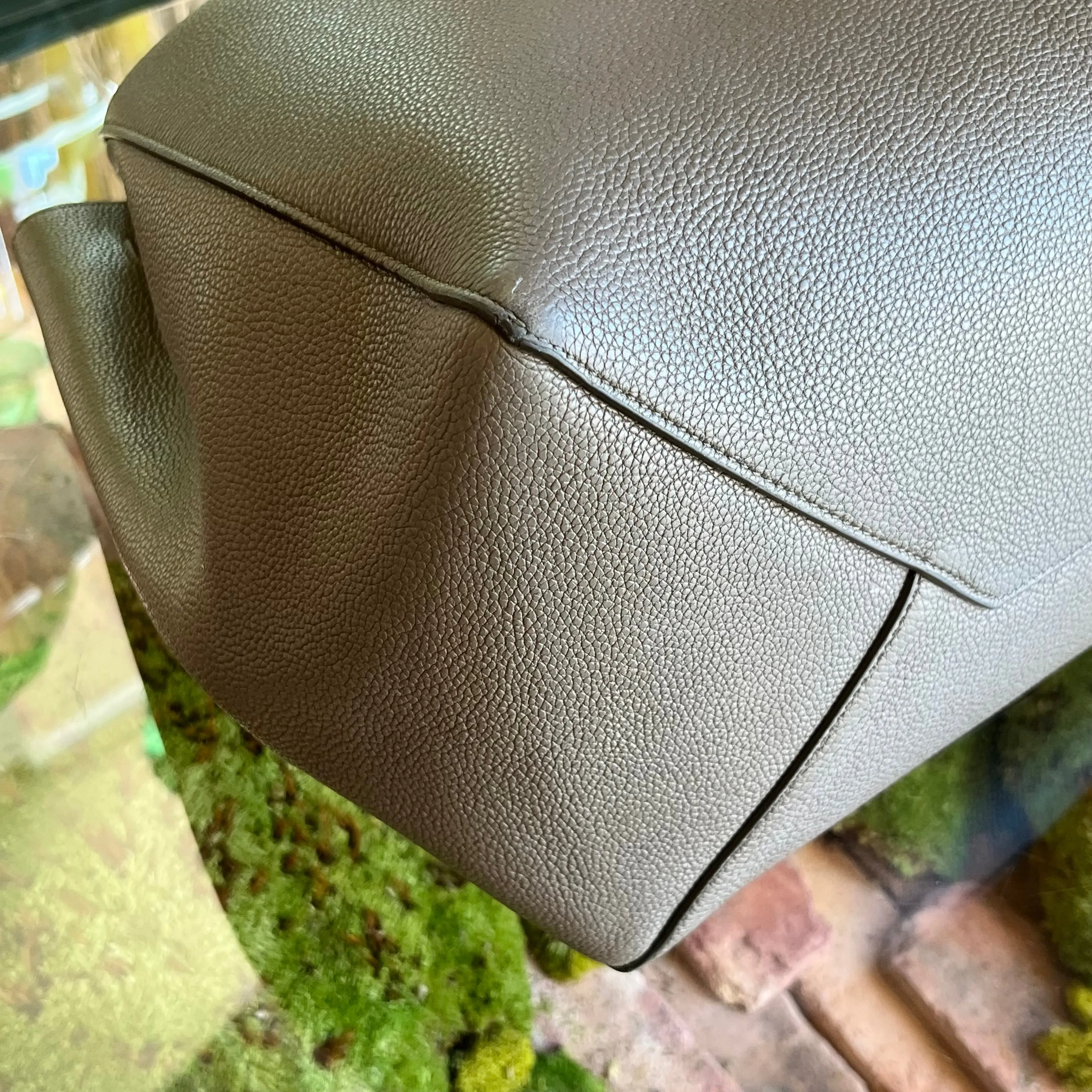 CELINE Belt Cabas Phantom Gray Drummed Calfskin Tote Bag