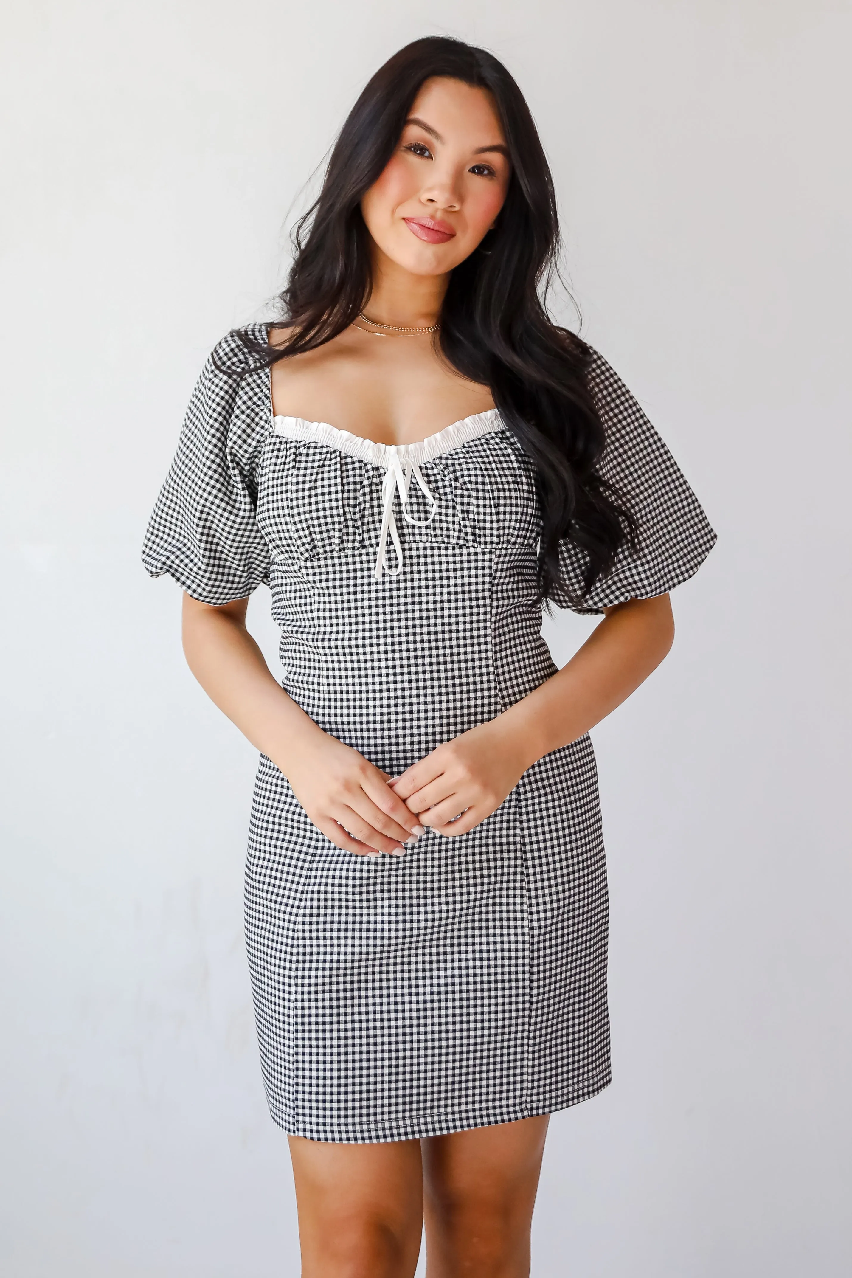 Charming Inspiration Black Gingham Mini Dress