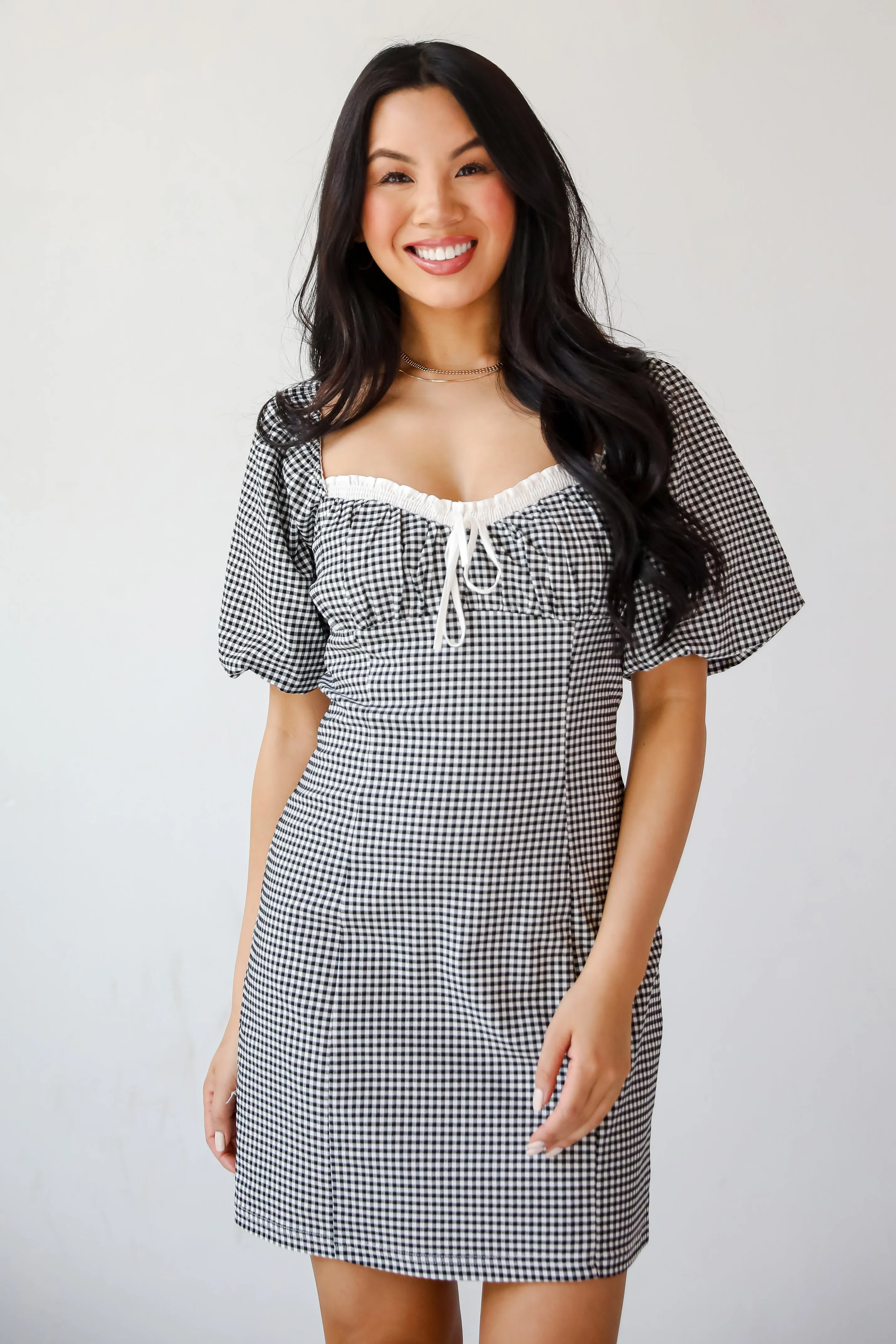 Charming Inspiration Black Gingham Mini Dress