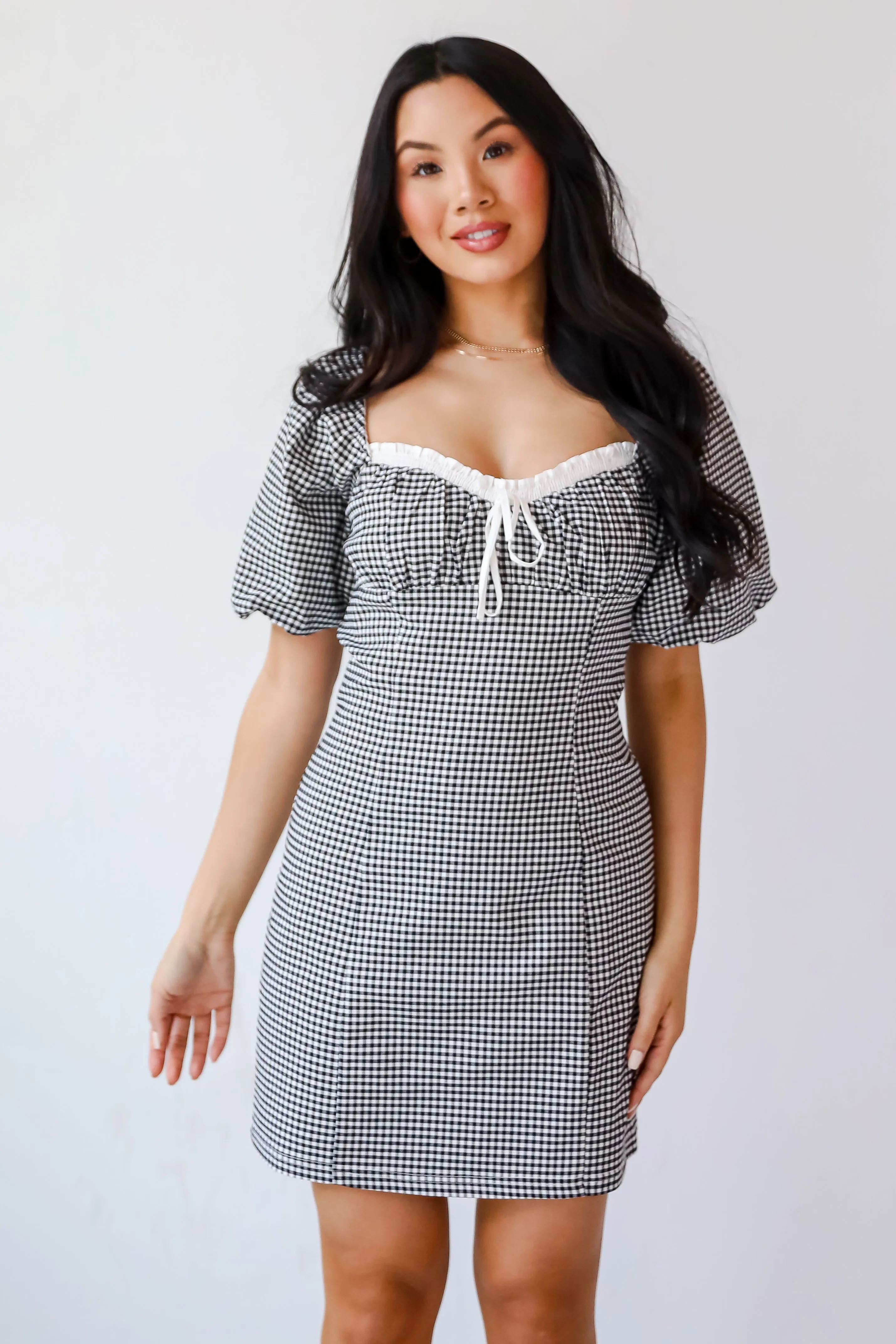 Charming Inspiration Black Gingham Mini Dress