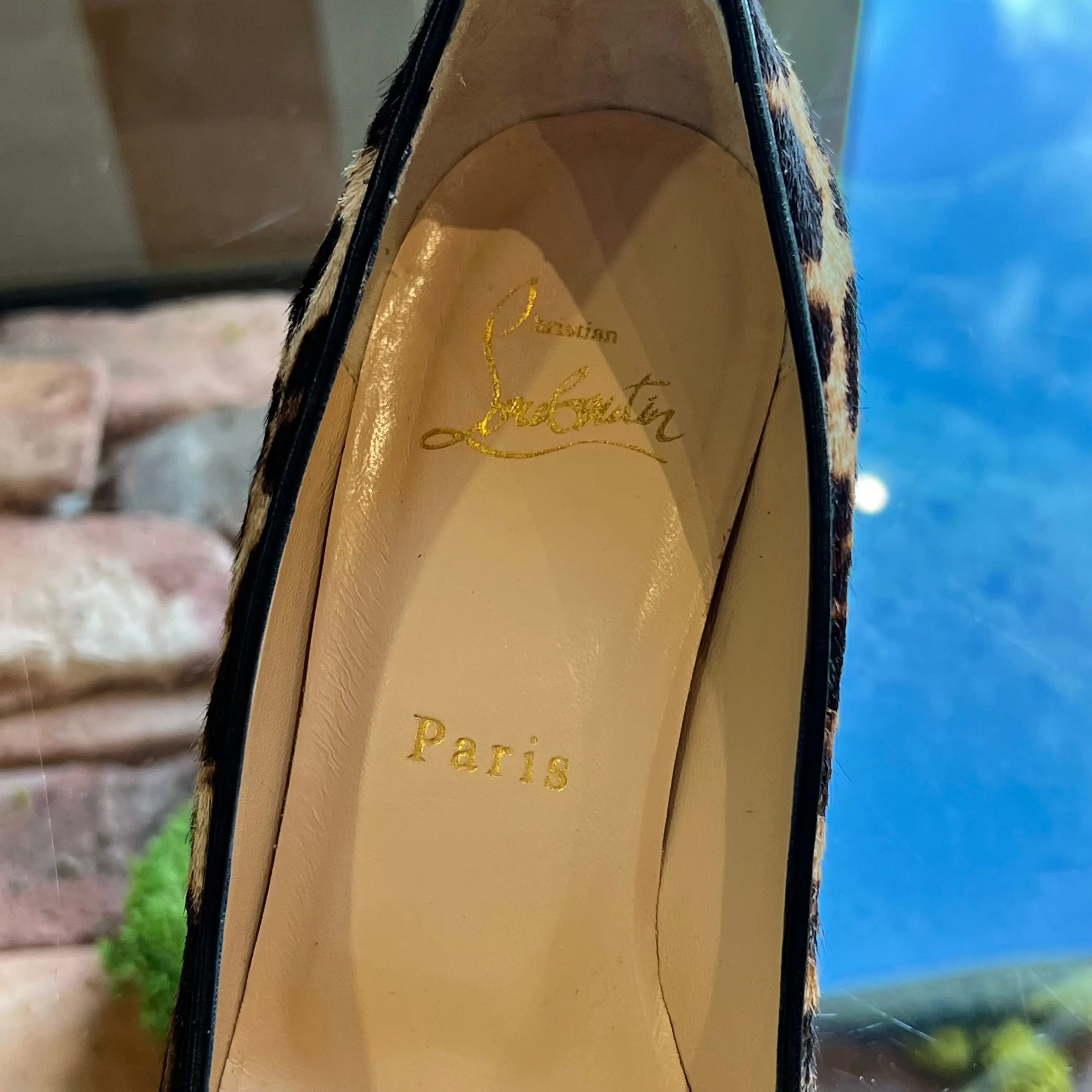 CHRISTIAN LOUBOUTIN Melissa Brown Pony Hair Leopard Print Wedges SZ36.5(6.5US)