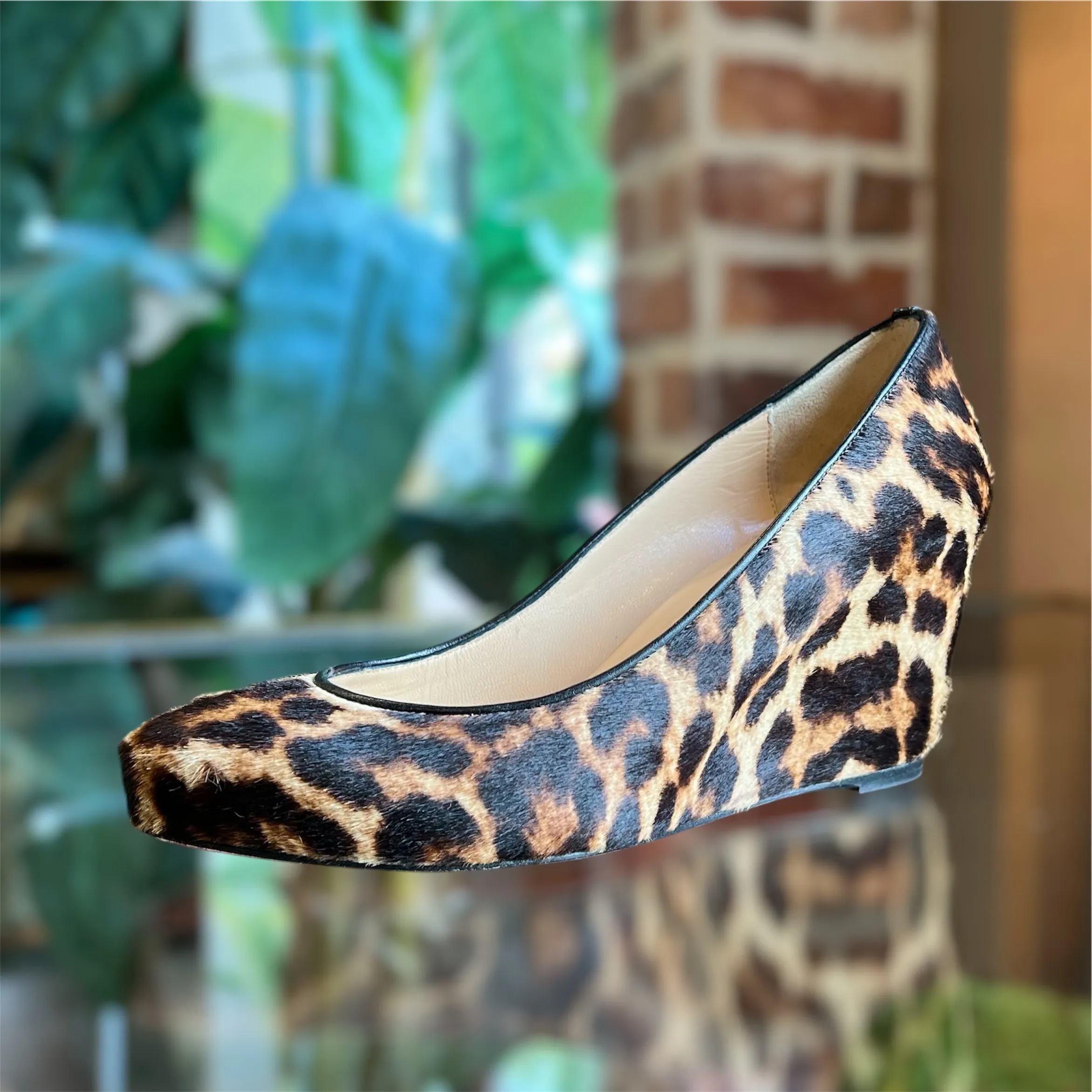 CHRISTIAN LOUBOUTIN Melissa Brown Pony Hair Leopard Print Wedges SZ36.5(6.5US)