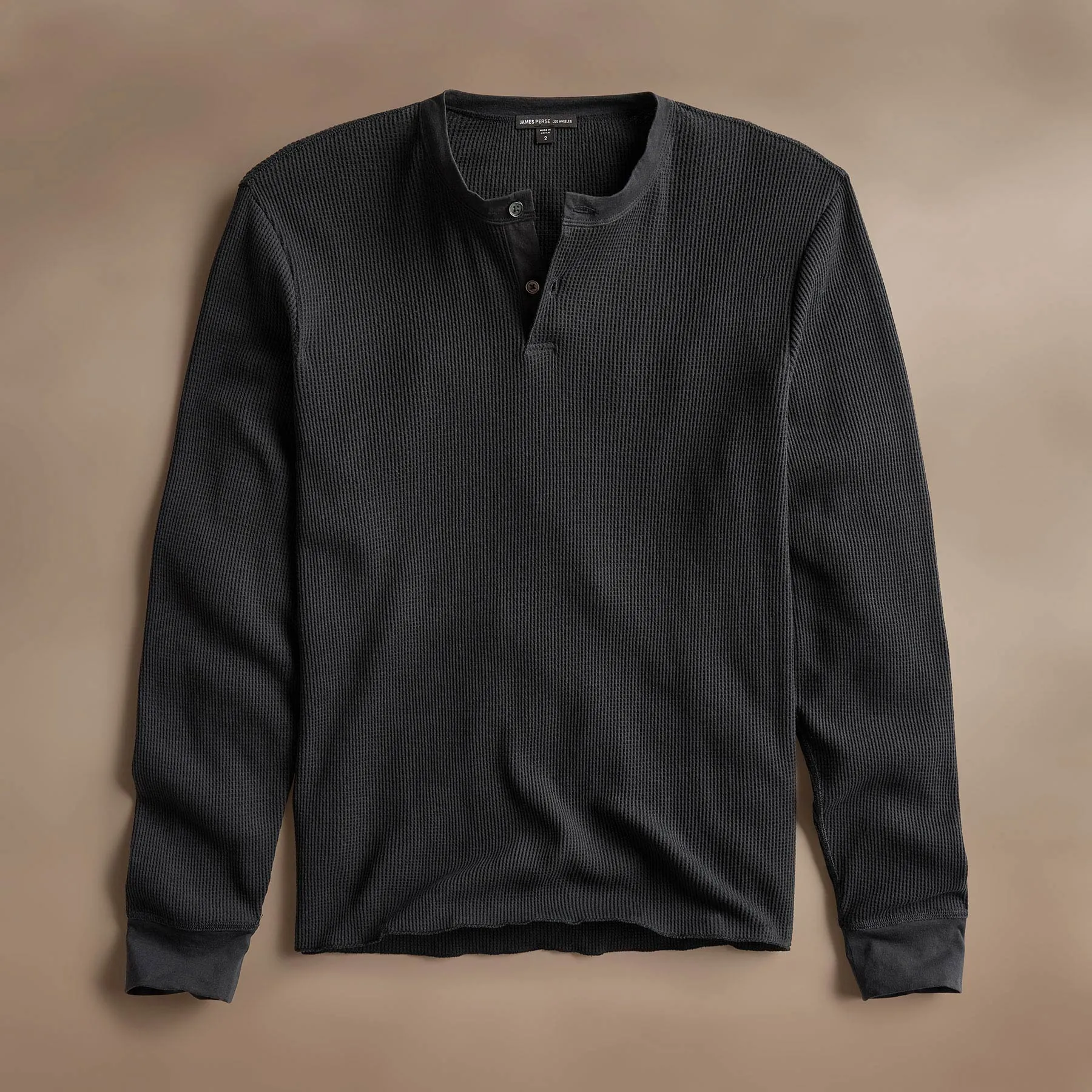 Cotton Linen Waffle Henley - Magma