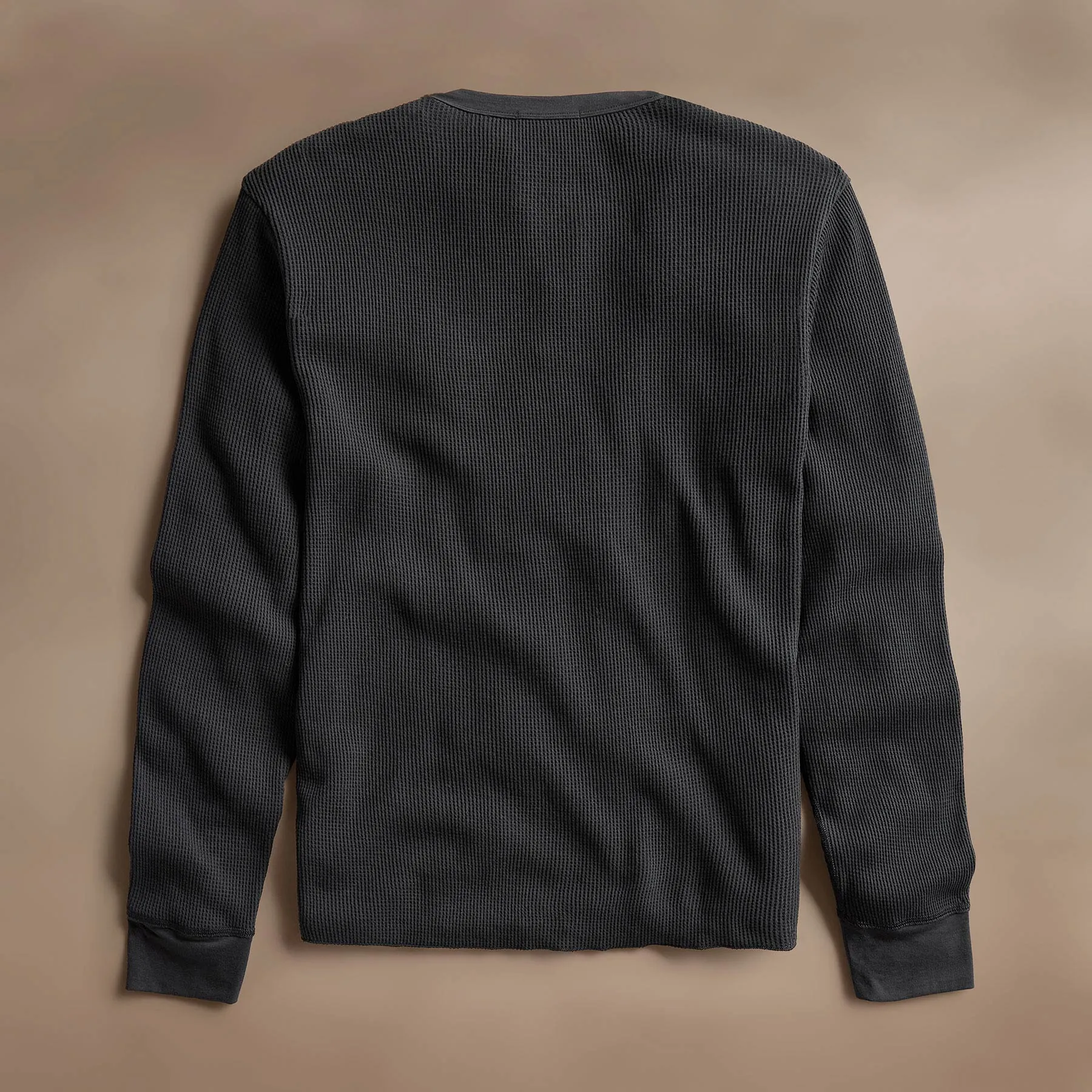 Cotton Linen Waffle Henley - Magma