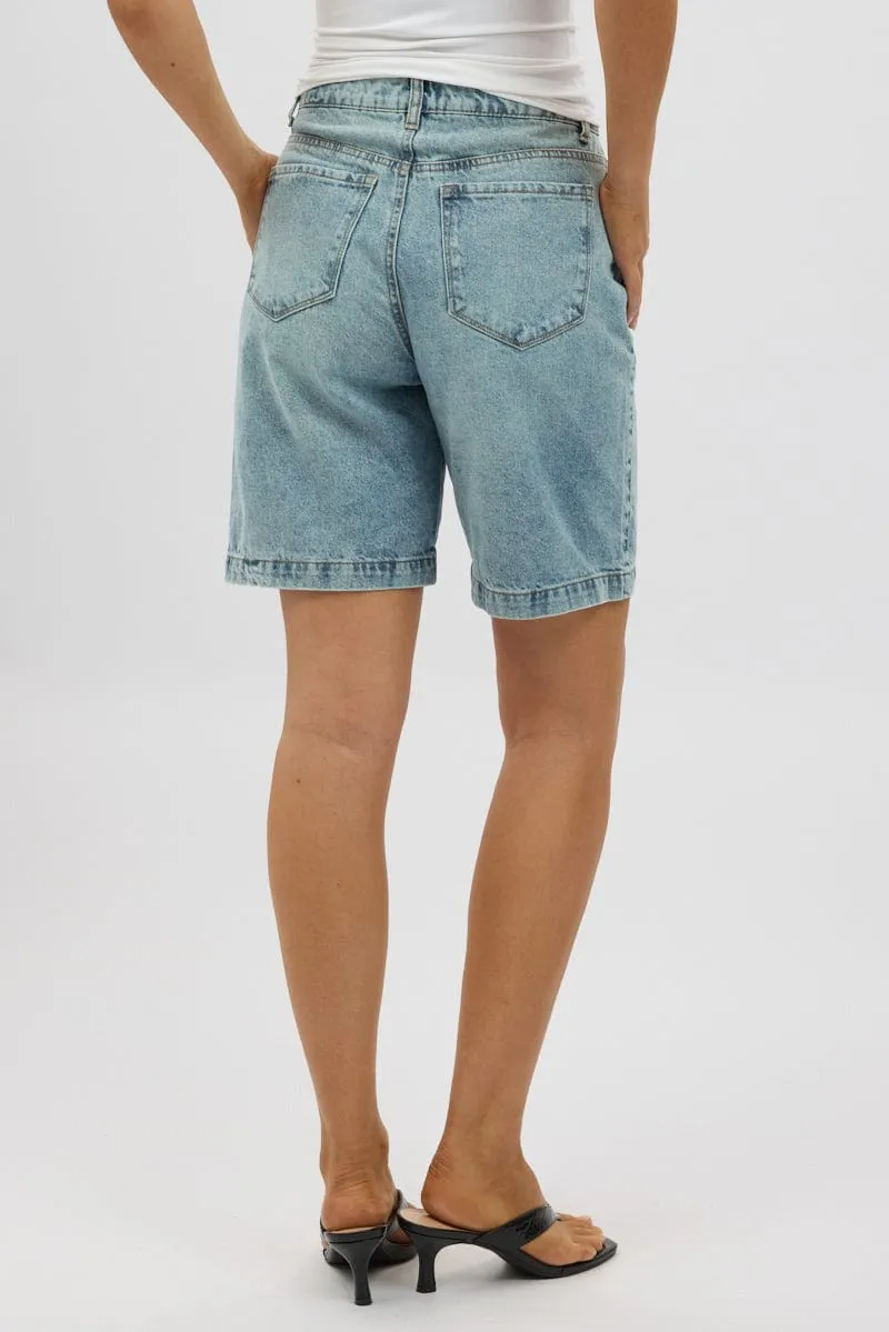 Denim Bermuda Jorts Mid Rise