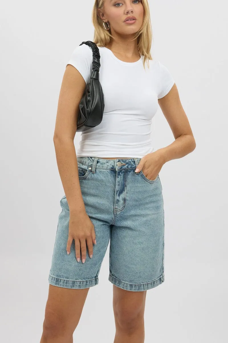 Denim Bermuda Jorts Mid Rise