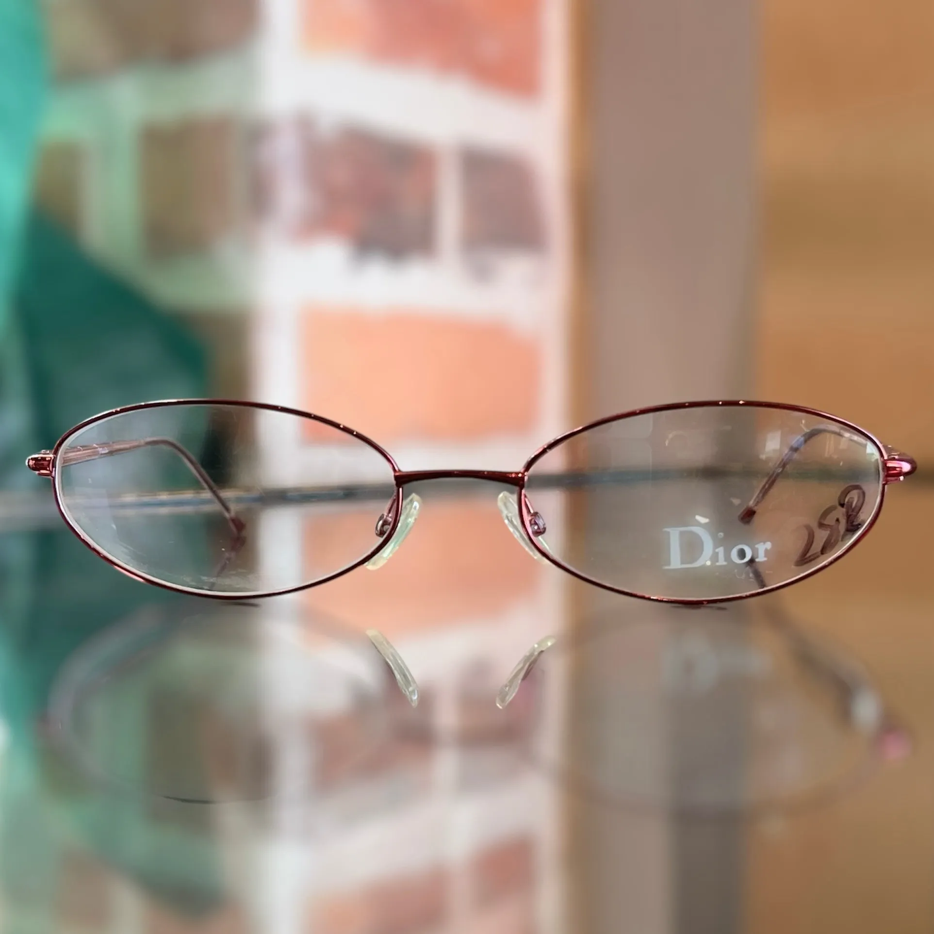 DIOR CD3672 Metallic Pink Metal Crystal Embellished Oval Eyeglasses