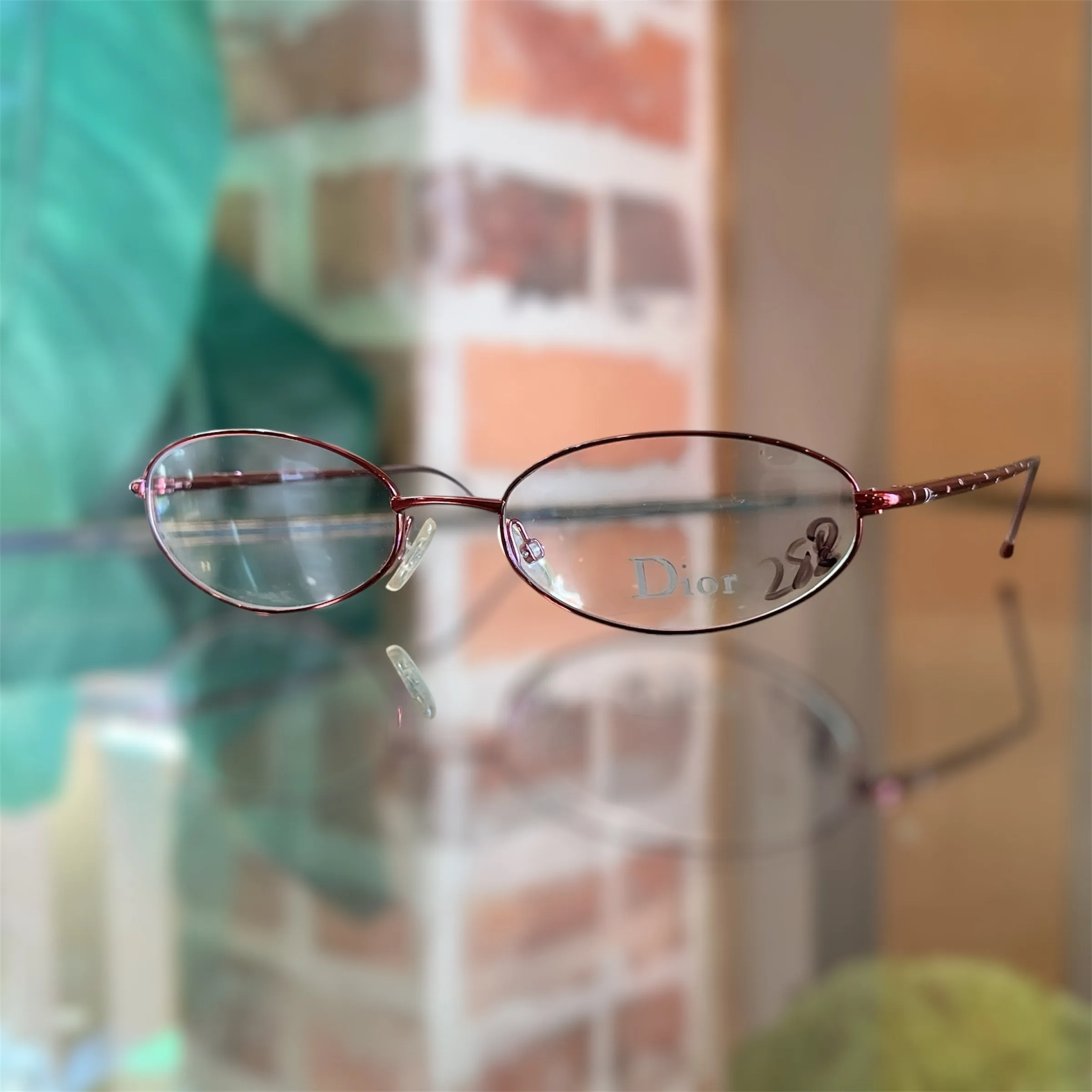 DIOR CD3672 Metallic Pink Metal Crystal Embellished Oval Eyeglasses