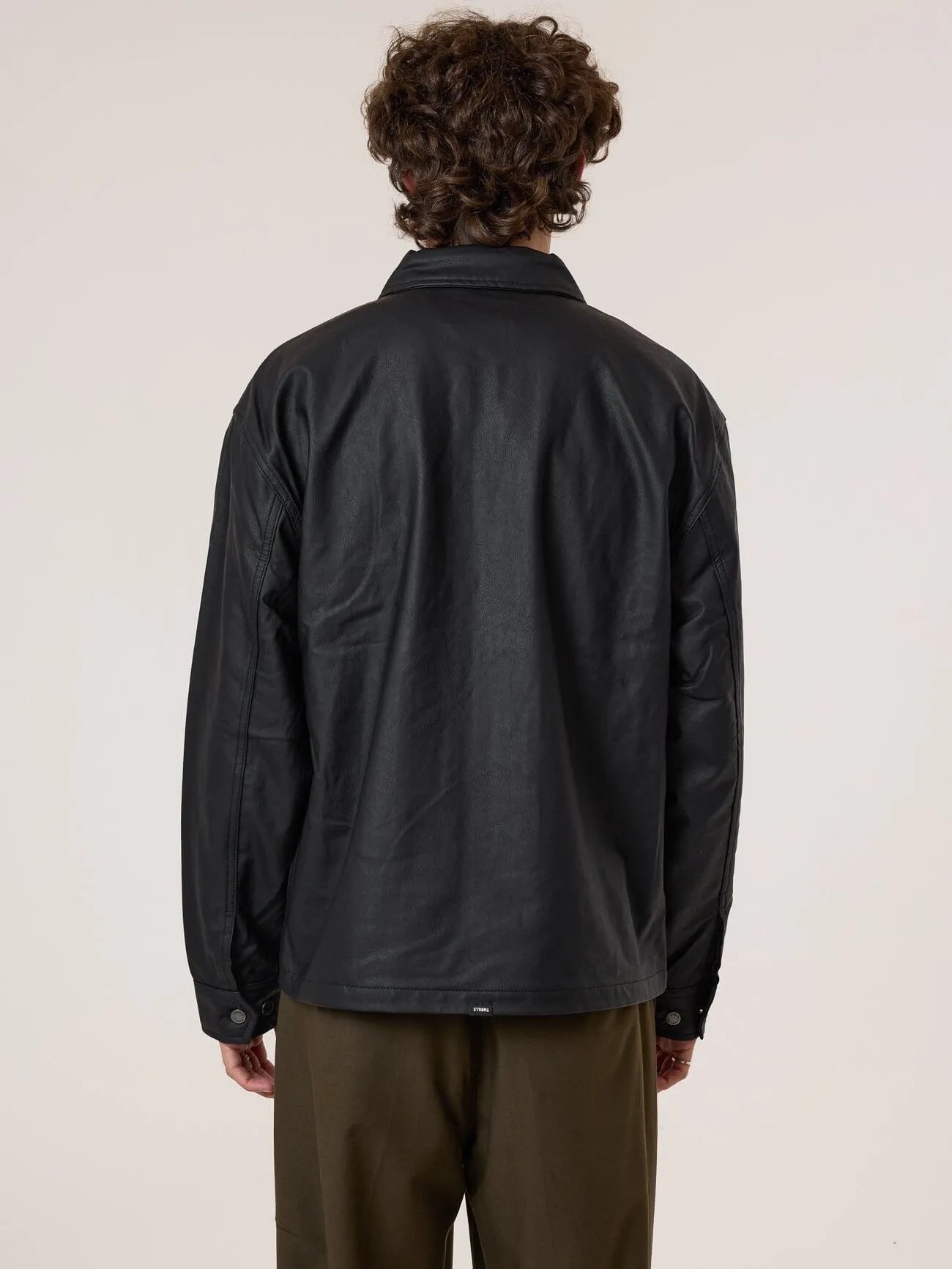 Don't Bother Me PU Leather Work Jacket - Black