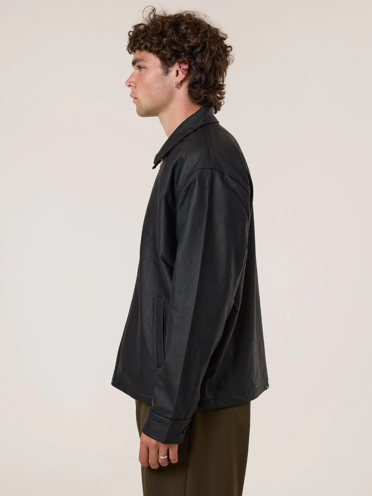 Don't Bother Me PU Leather Work Jacket - Black