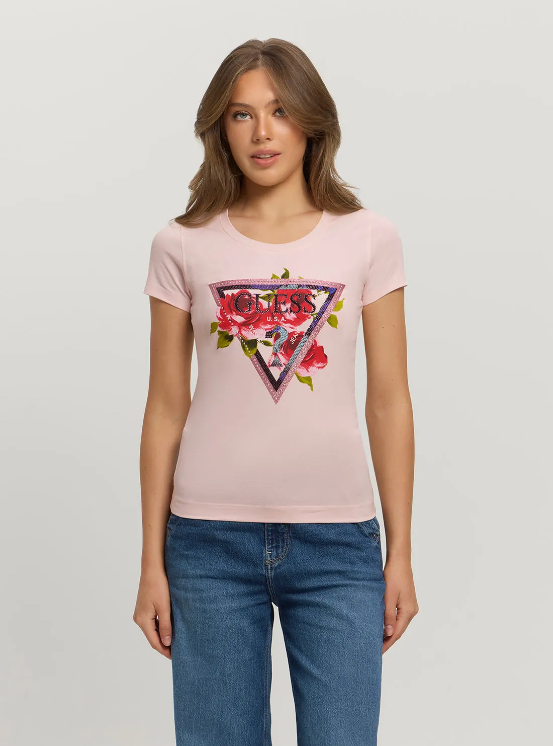 Eco Pink Roses Logo T-Shirt