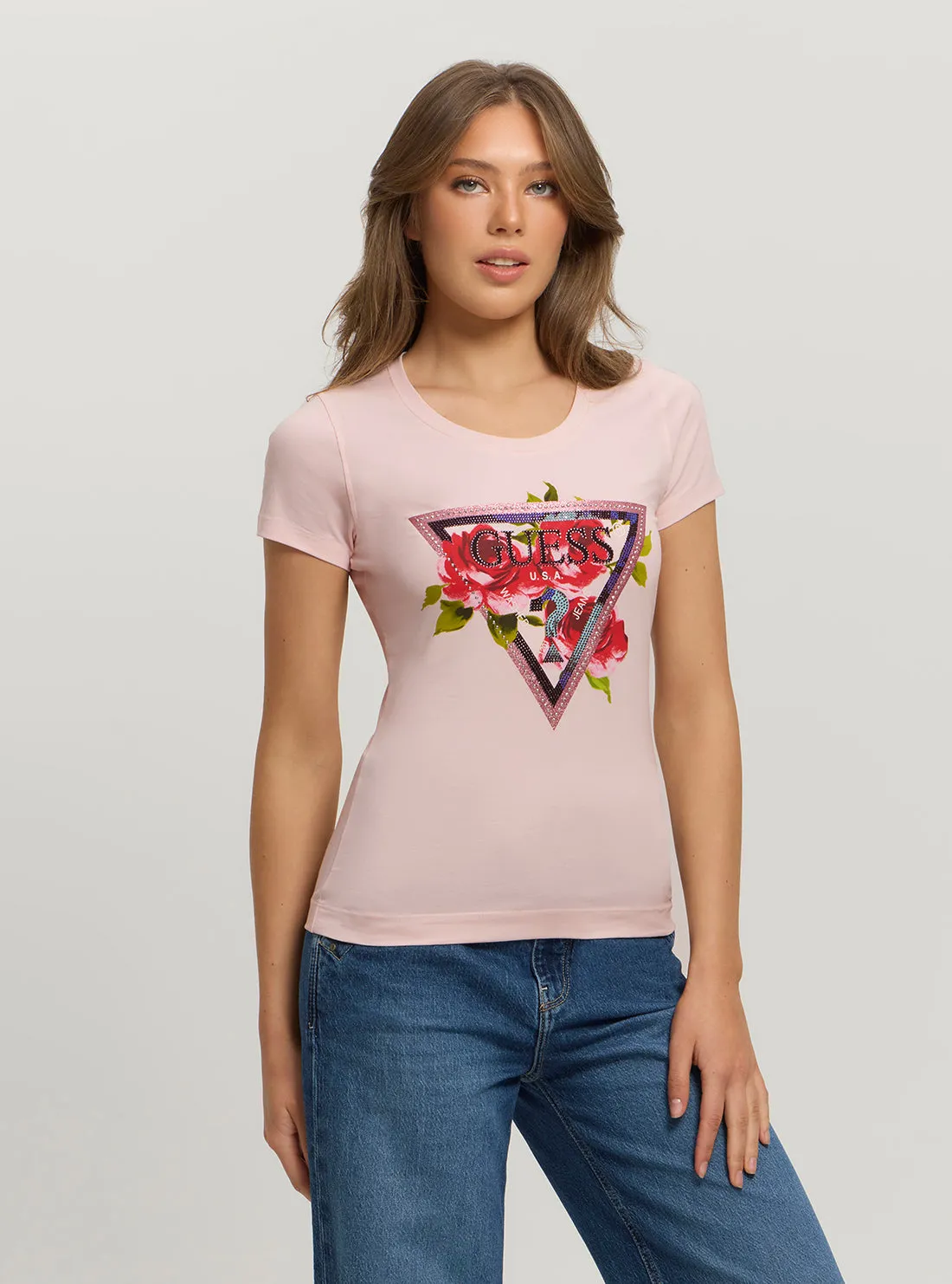 Eco Pink Roses Logo T-Shirt