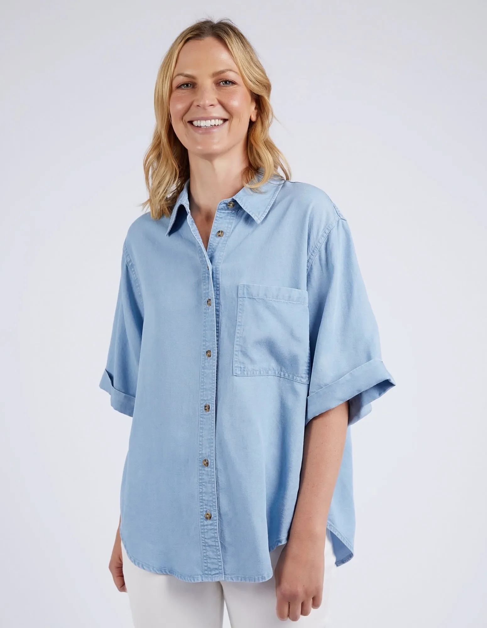 Elm Blissful Chambray SS Shirt Blue Wash