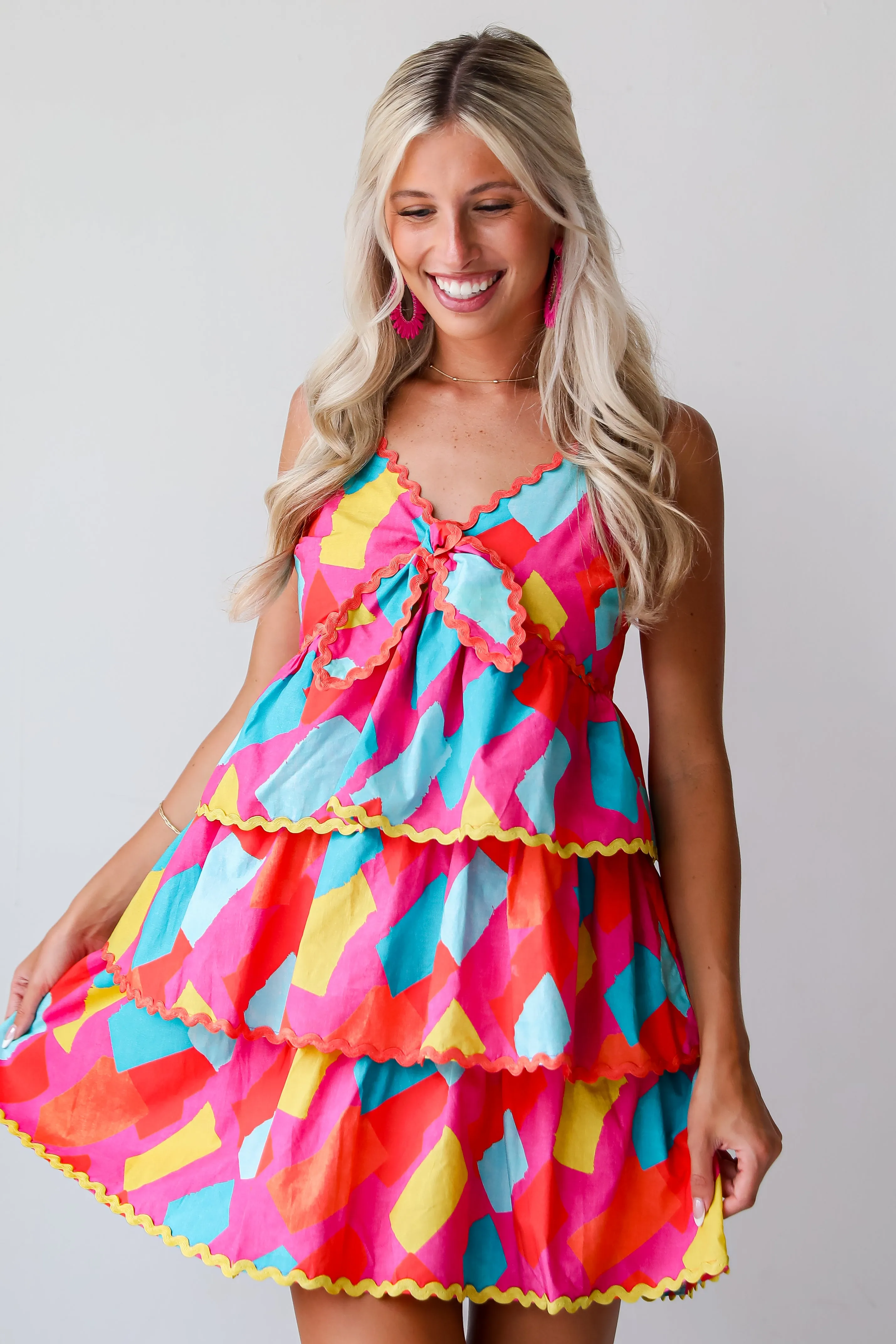 FINAL SALE - Cutest Character Pink Tiered Mini Dress