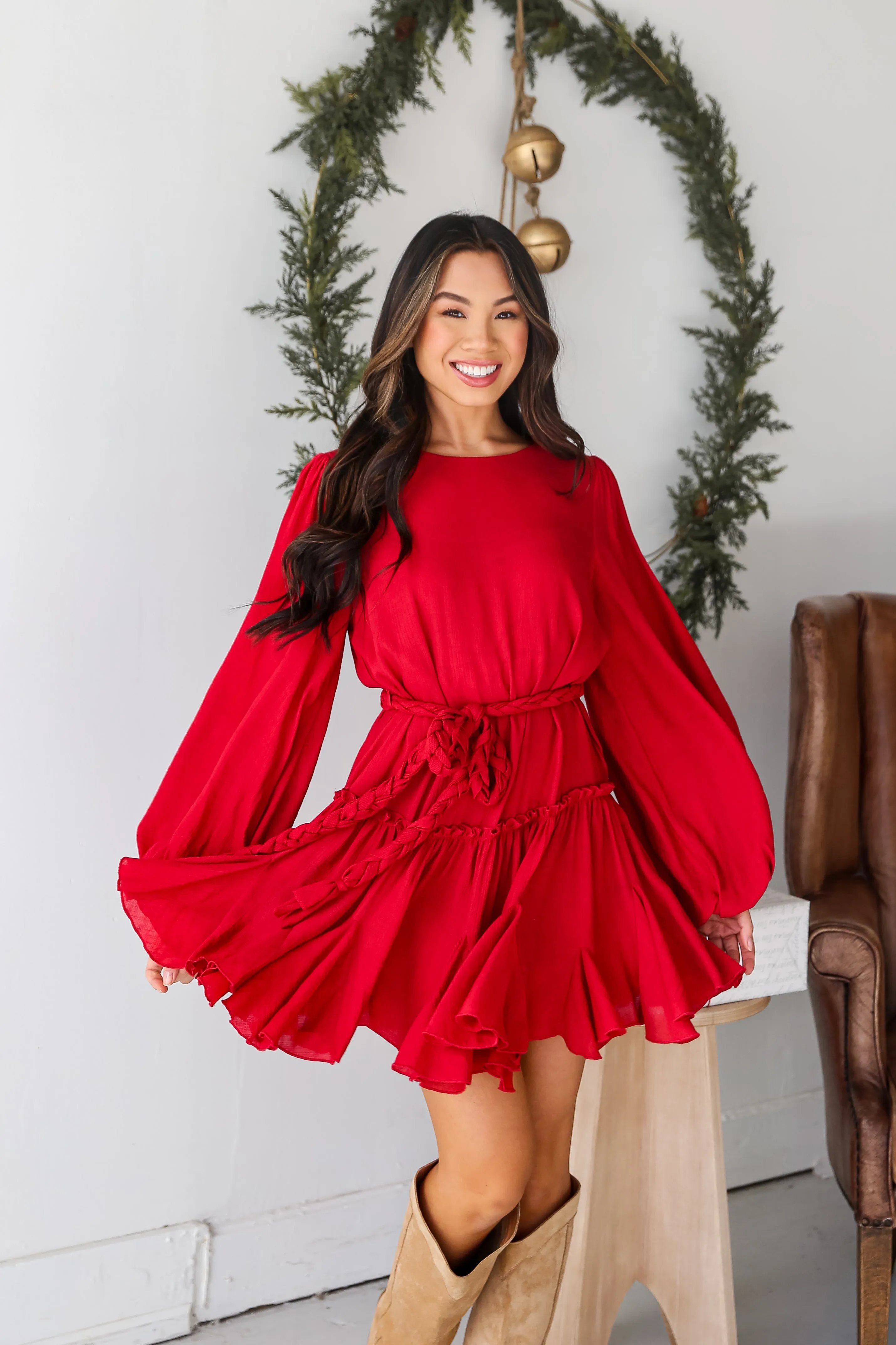 FINAL SALE - Evenings With You Wine Mini Dress