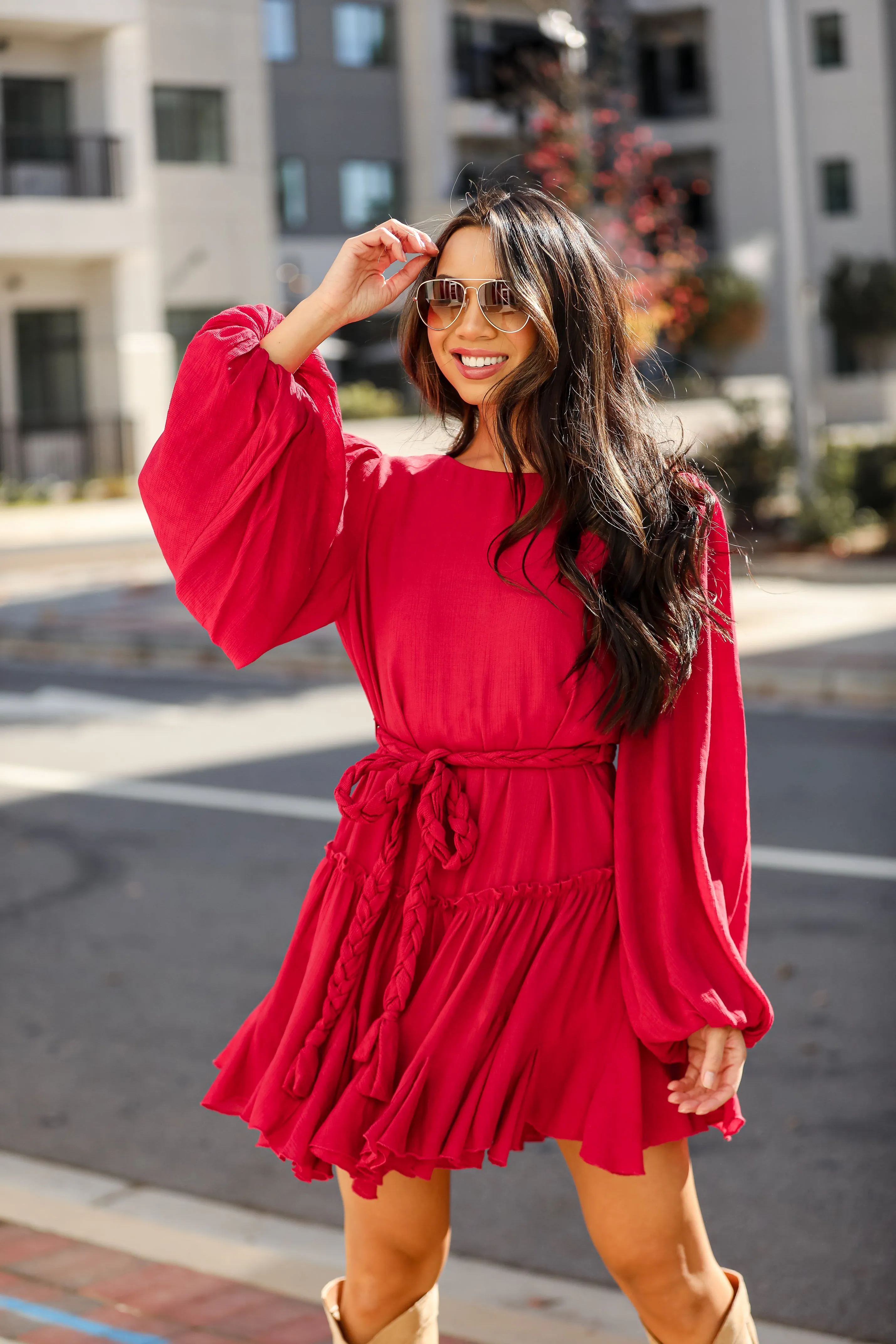 FINAL SALE - Evenings With You Wine Mini Dress