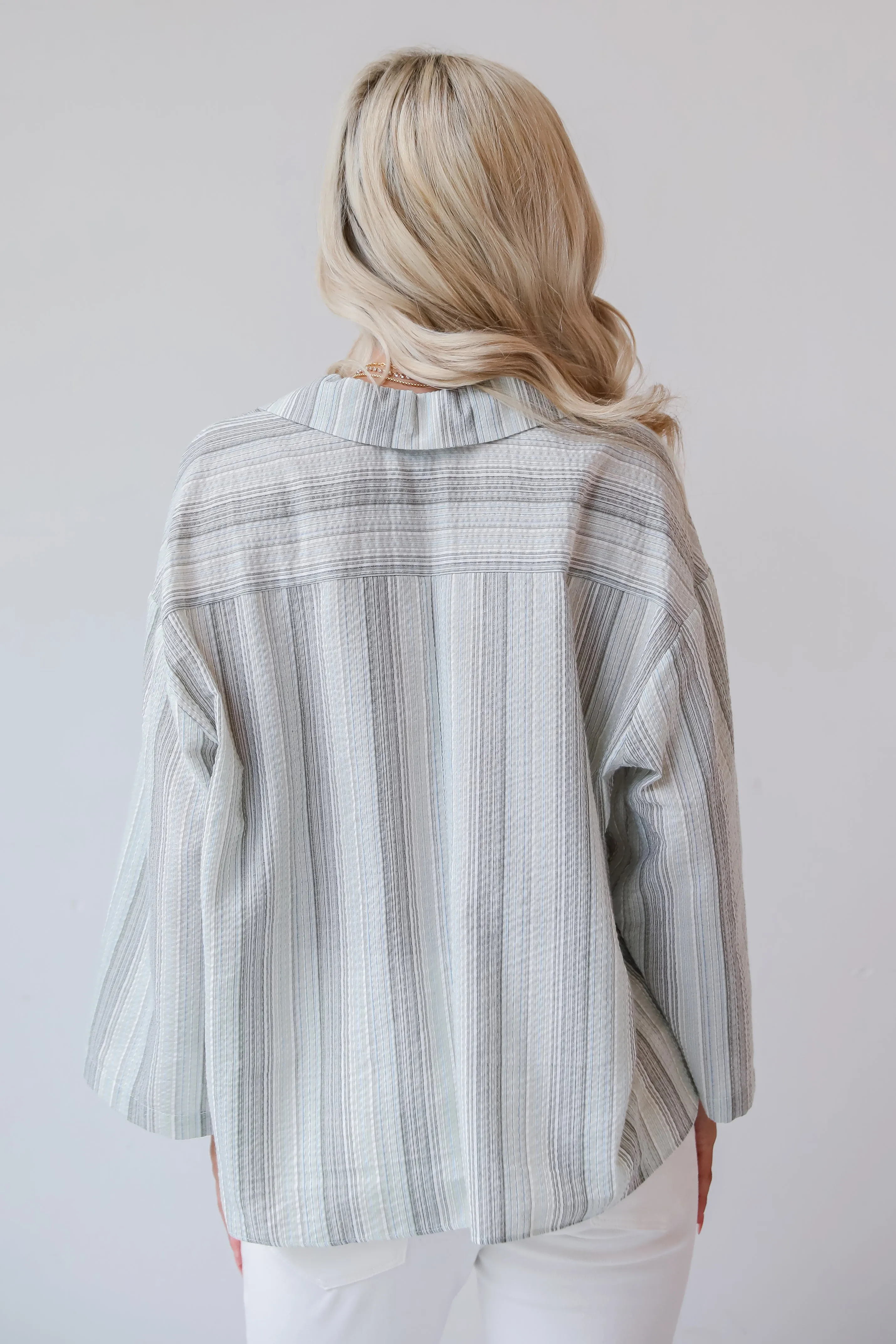 FINAL SALE - Lovely Existence Light Blue Striped Blouse - DU DEAL