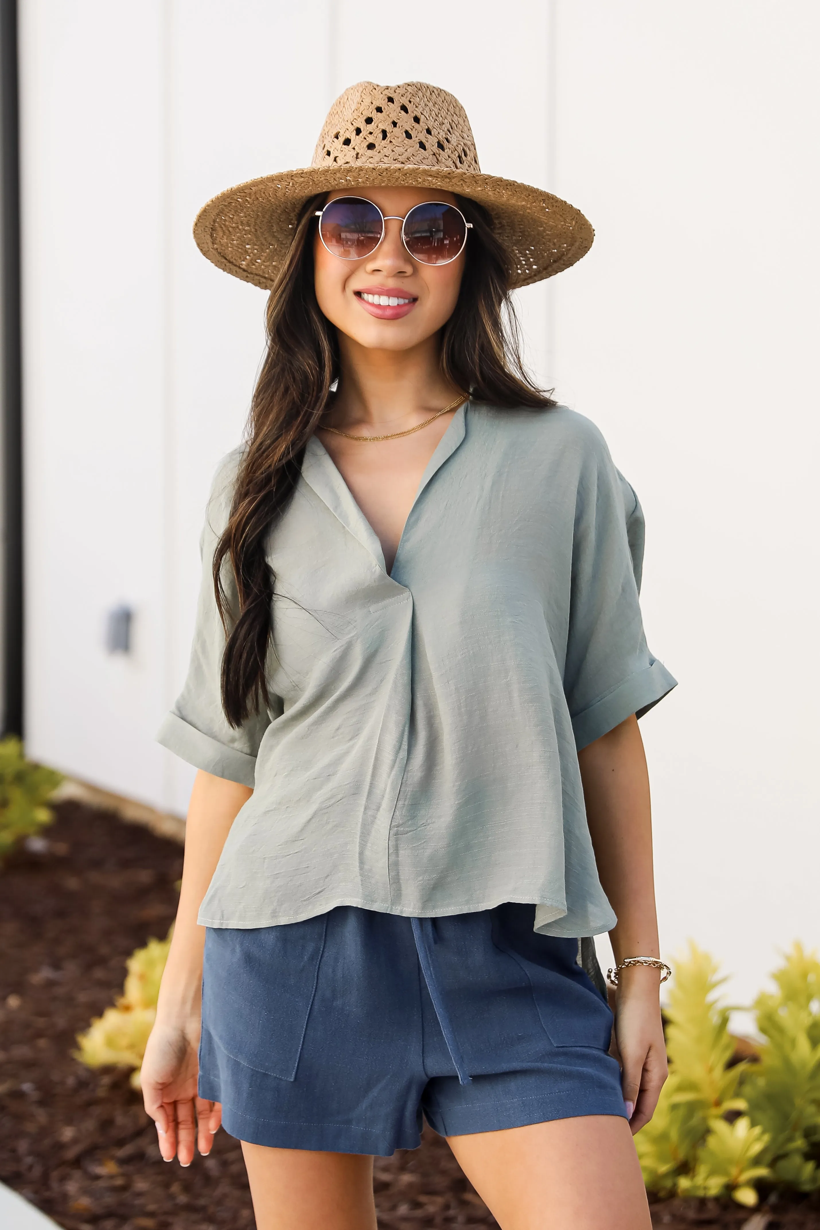 FINAL SALE - Mentionable Cutie Light Olive Blouse