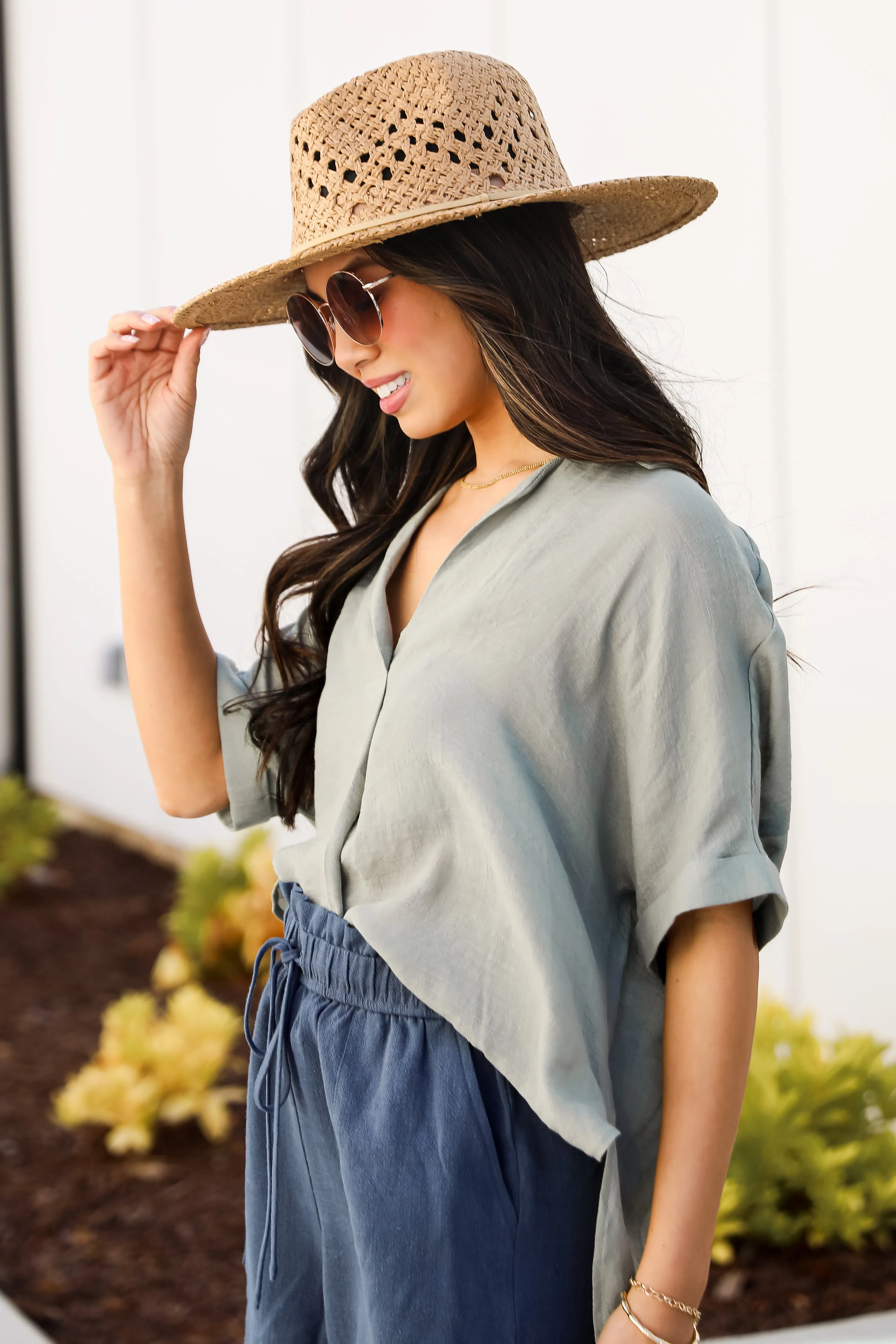 FINAL SALE - Mentionable Cutie Light Olive Blouse