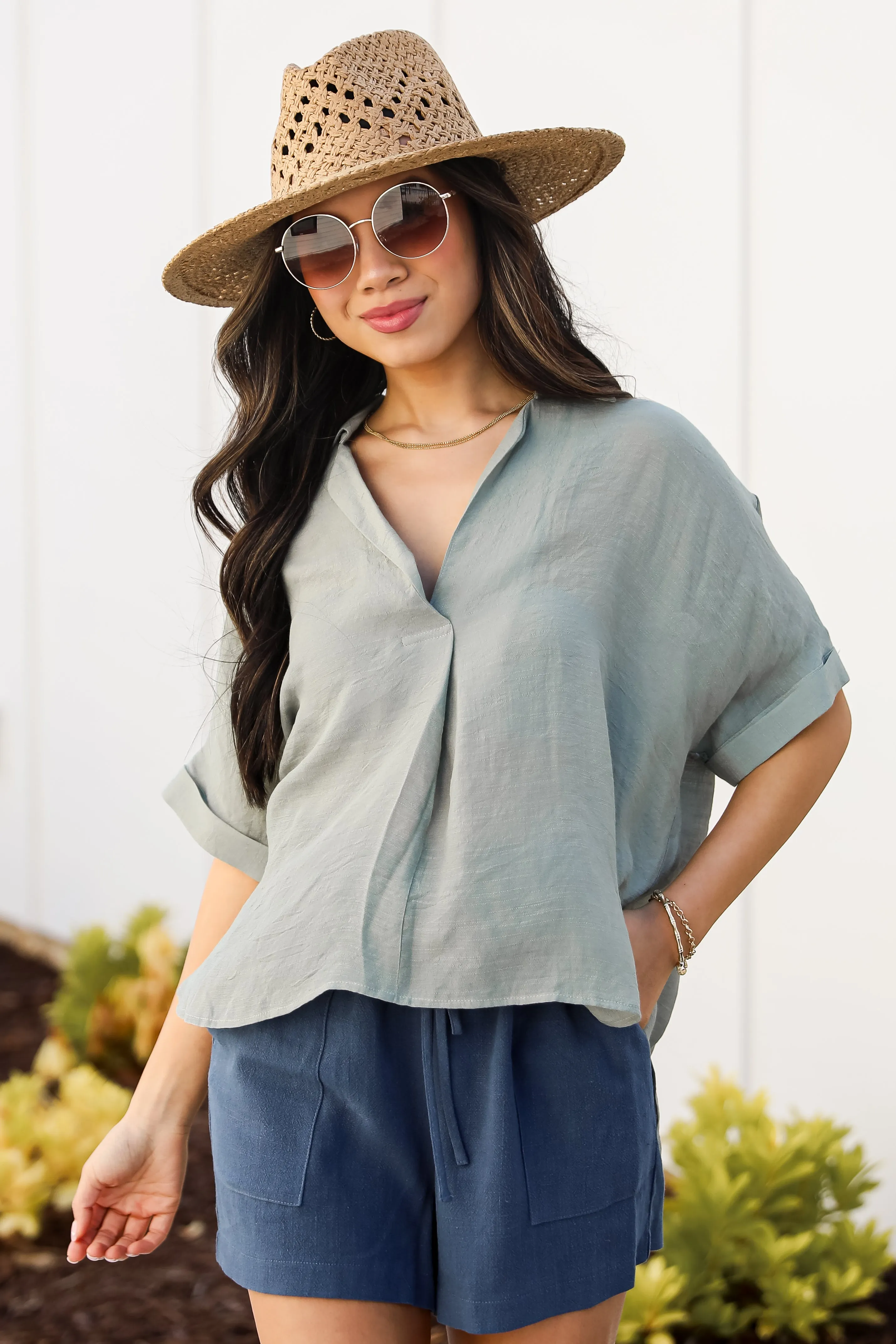 FINAL SALE - Mentionable Cutie Light Olive Blouse