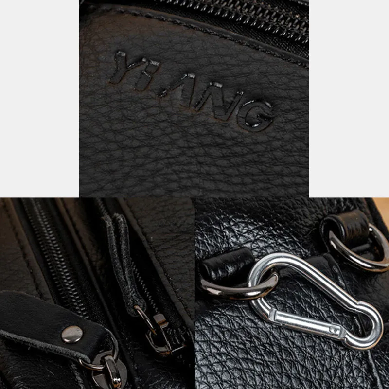 Genuine Leather Waist Bag Multi-pocket Belt Bag Phone Bag Shoulder Bag For Men