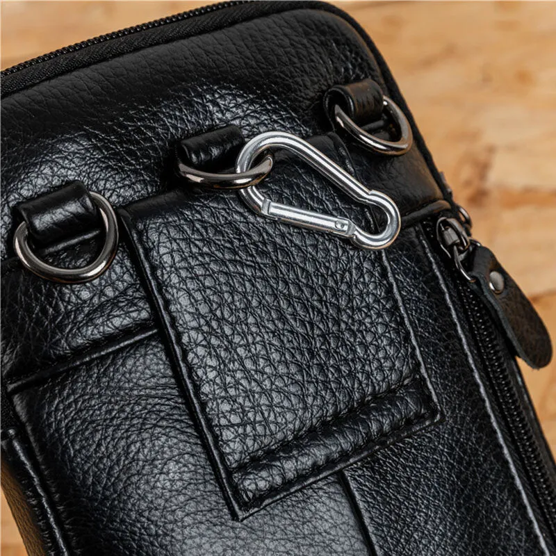 Genuine Leather Waist Bag Multi-pocket Belt Bag Phone Bag Shoulder Bag For Men