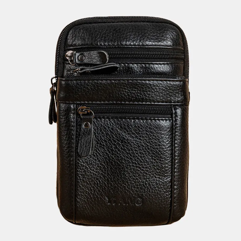 Genuine Leather Waist Bag Multi-pocket Belt Bag Phone Bag Shoulder Bag For Men