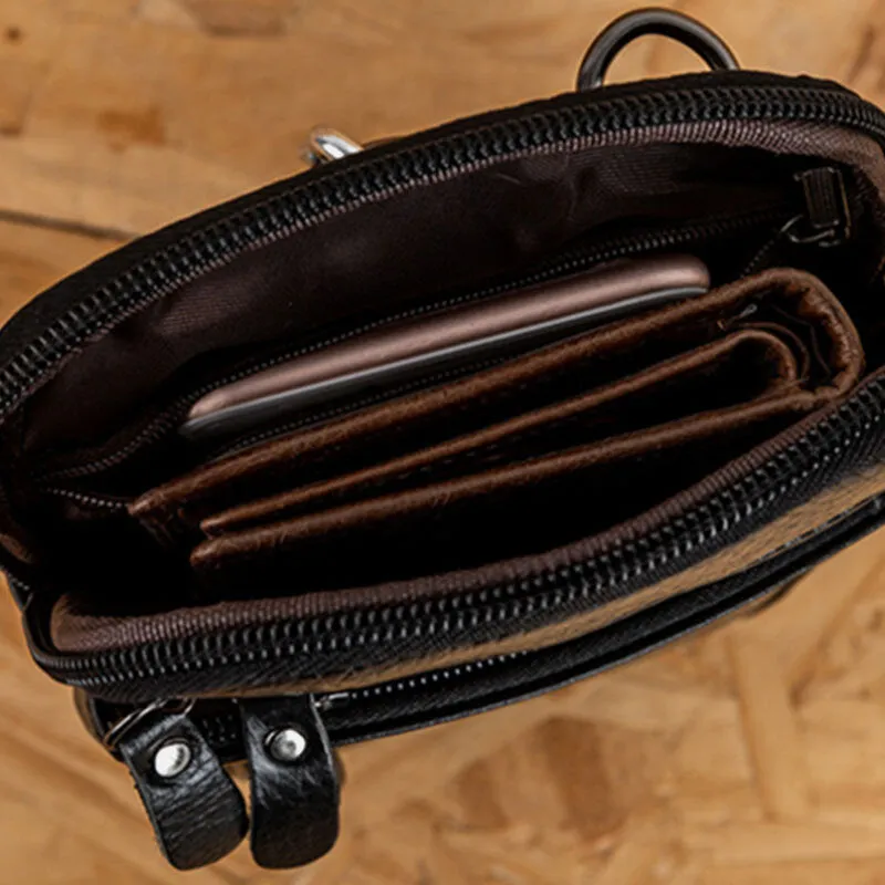 Genuine Leather Waist Bag Multi-pocket Belt Bag Phone Bag Shoulder Bag For Men