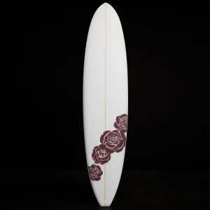 Grateful Dead Longboard 7'10 - Matte White w/ Roses