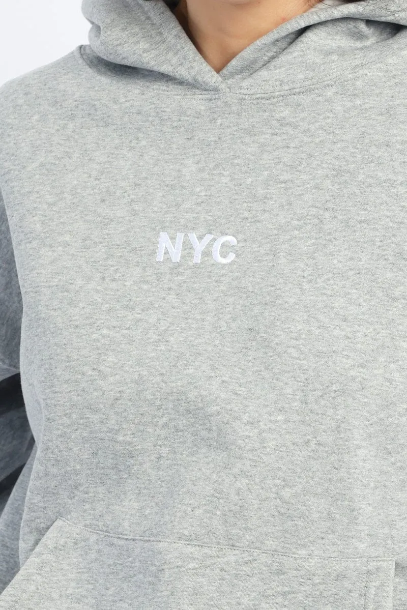 Grey Hoodie Sweater Long Sleeve