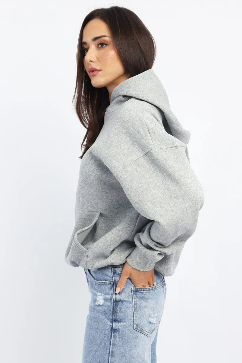 Grey Hoodie Sweater Long Sleeve