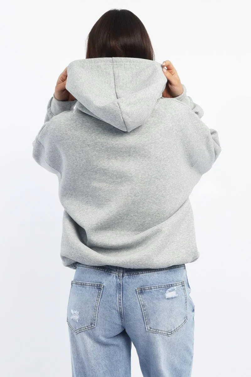Grey Hoodie Sweater Long Sleeve