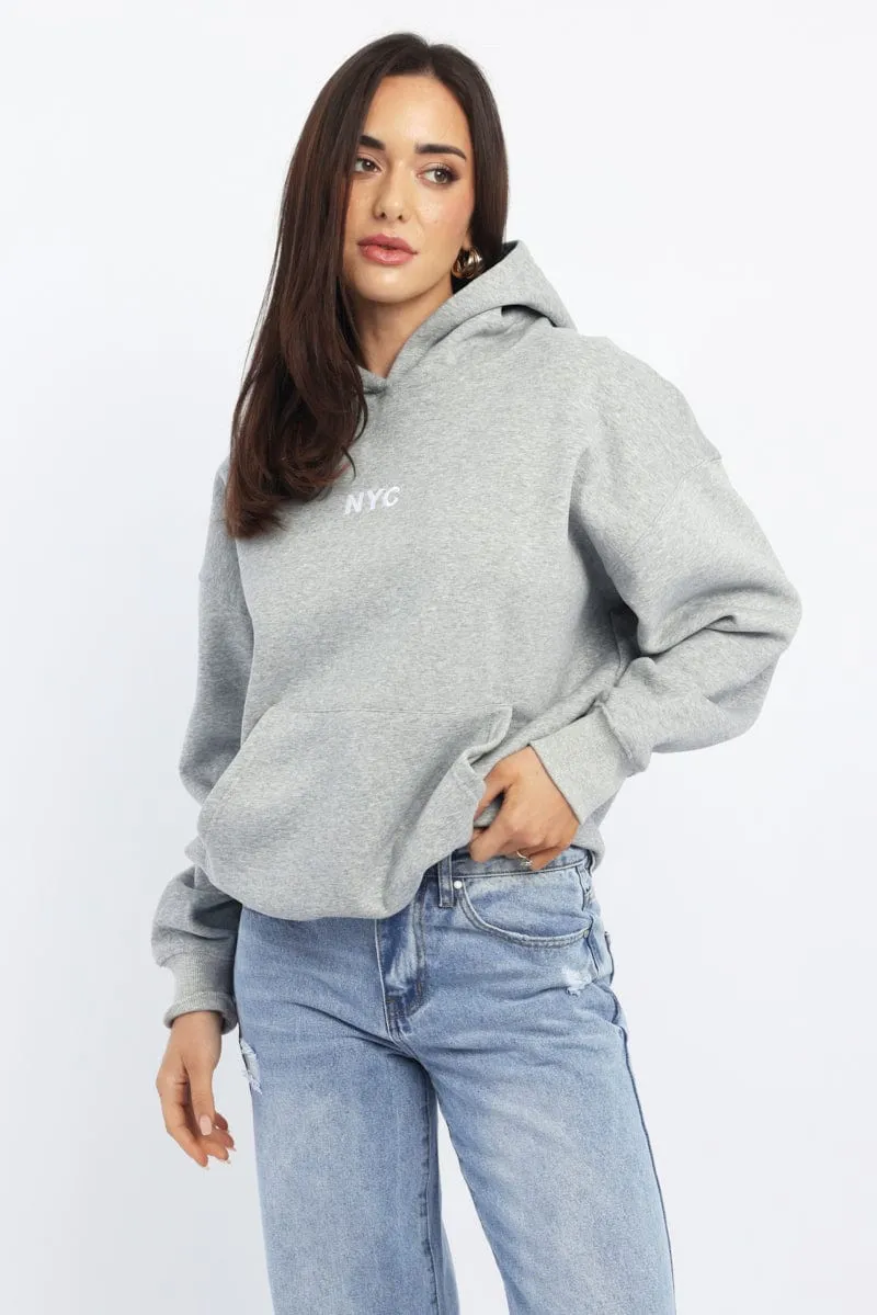 Grey Hoodie Sweater Long Sleeve